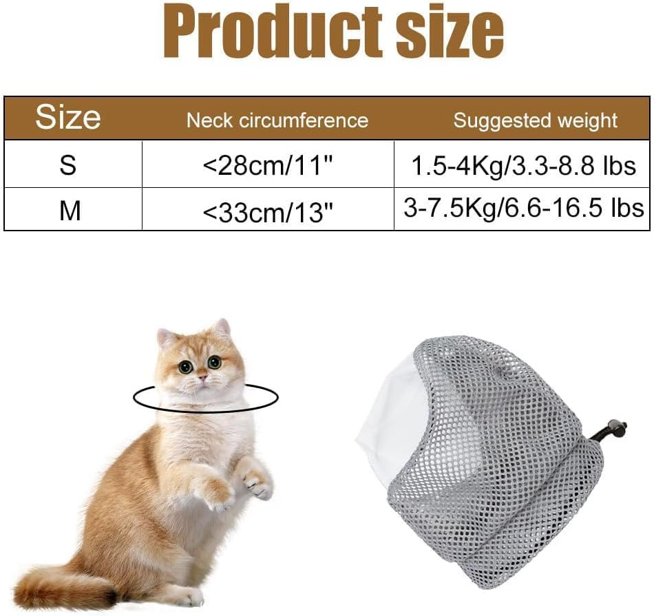 Quhoxdye Cat Muzzle, anti Bite Mesh Muzzle for Kittens, Breathable Grooming Helmet Mask for Nail Trimming for Prevent Biting Chewing, Cats Grooming Nail Trimming Bathing Pet Supplies (Grey, Medium) image number 5