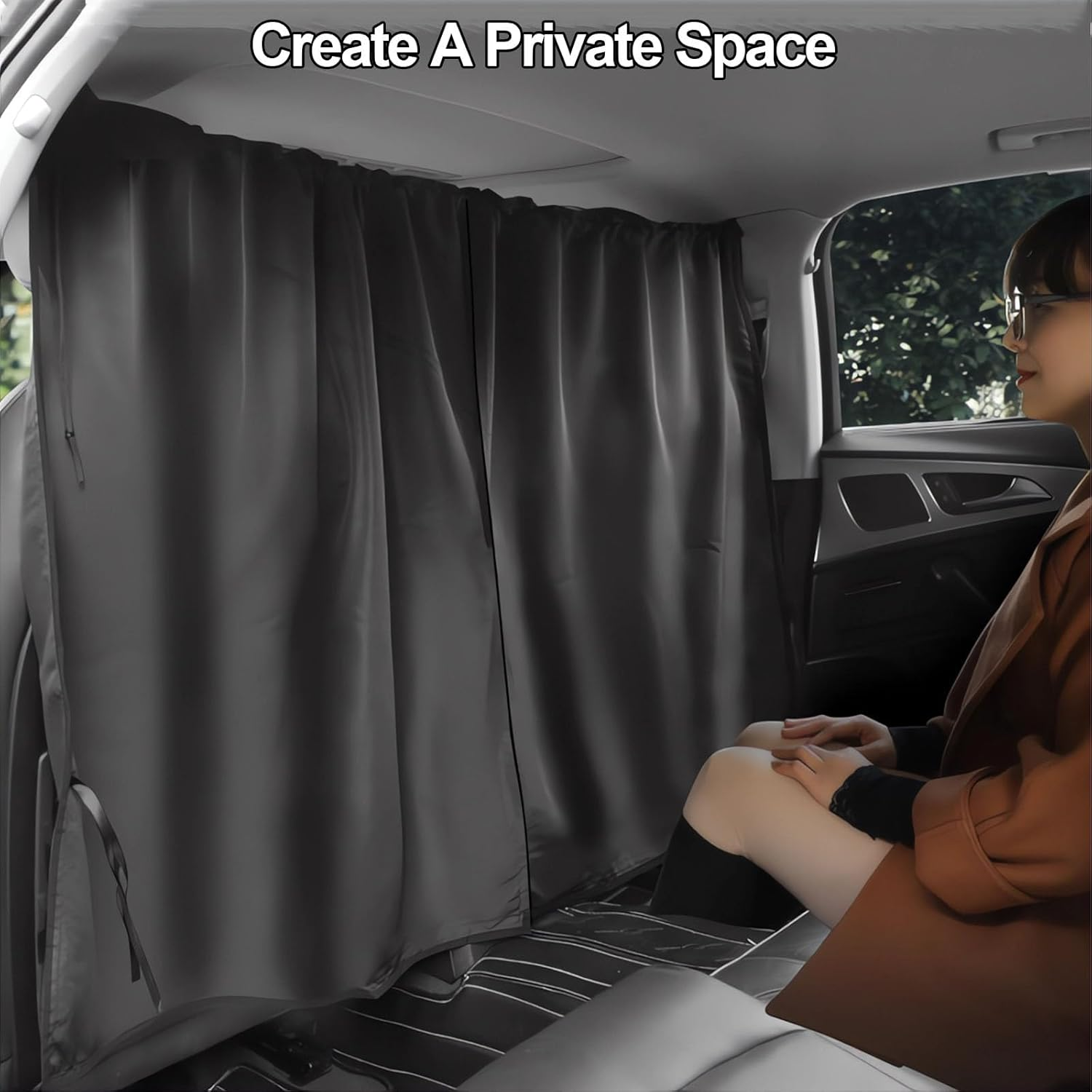 Car Divide Privacy Curtains,Car Seat Partition Curtain,Car Window Shades Light Blocking Sunshades,Universal Removable Window Curtains Protection for Travel Camping Nap Sleeping and Privacy Protection