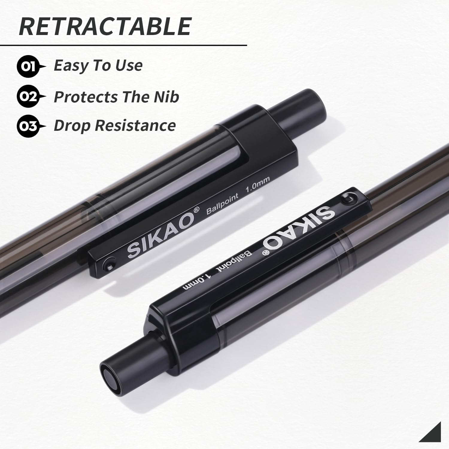 Black Pens | 60 Pack Retractable Ballpoint Pens Multipack | Black Ink Medium Point 1.0Mm | Smooth Writing Ball Point Pens | School Office Supplies, Box of Pens Bulk (Black Ink) image number 6