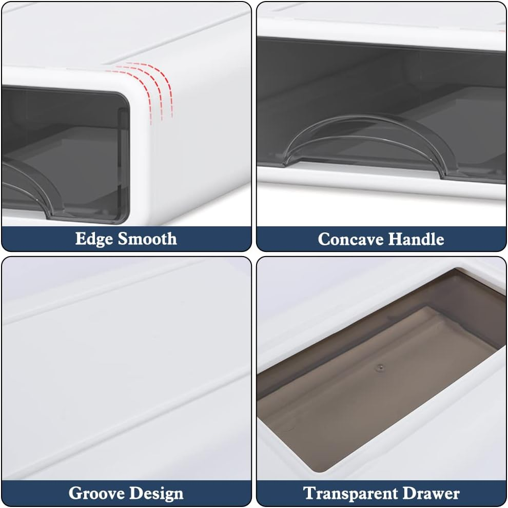 Desk Storage Box Stackable Desktop Storage Drawers for Stationery Supplies, Plastic Desk Organizer Desk Supplies Storage Organiser for Office, Dorm, Bathroom(4Pcs) image number 1