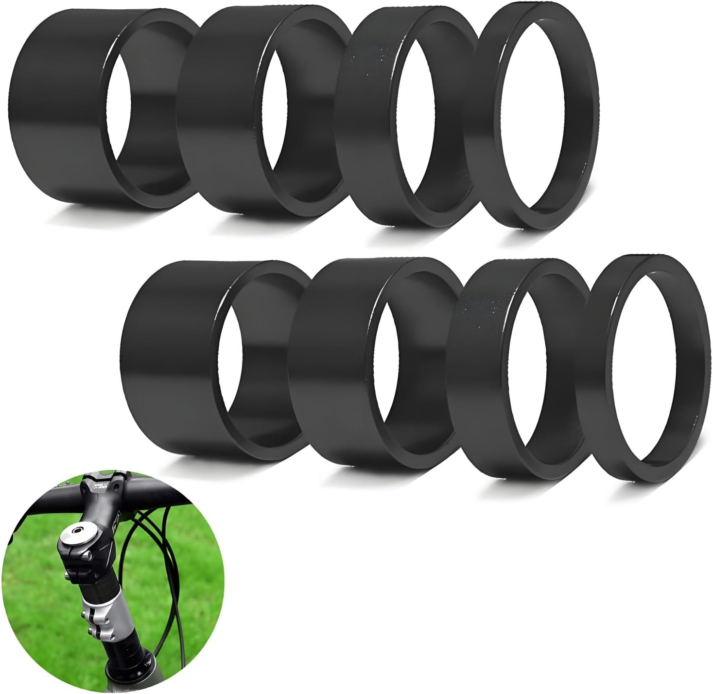 8PCS Bicycle Headset Spacers, Black Aluminium Stem Spacer Ring(5Mm/10Mm/15Mm/20Mm image number 2