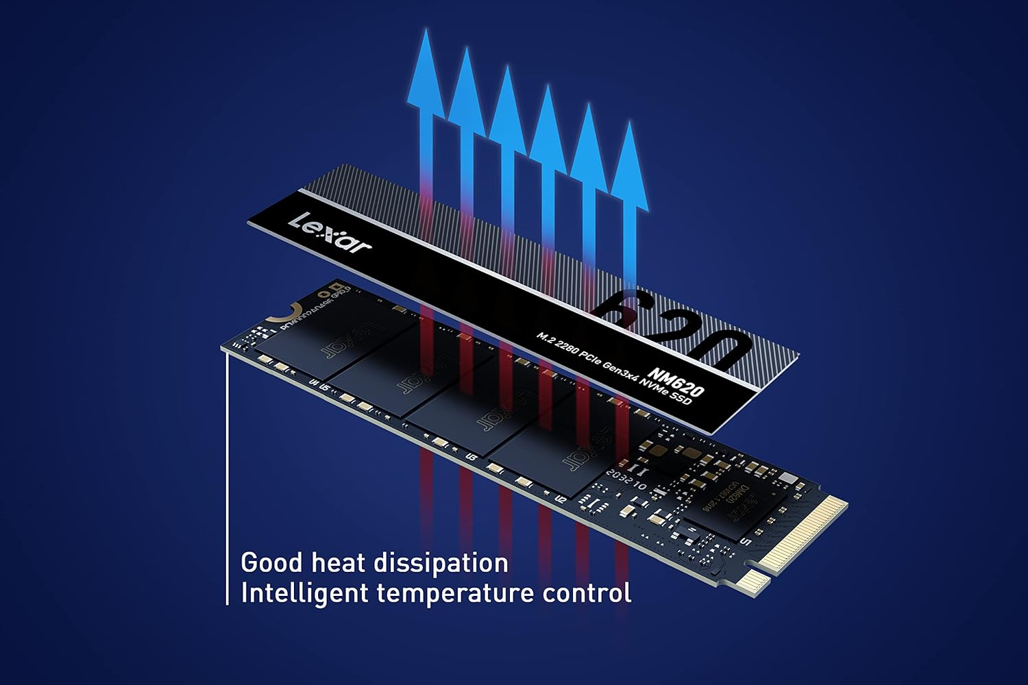 Lexar NM620 512GB SSD, M.2 2280 Pcie Gen3X4 Nvme 1.4 Internal SSD, up to 3500Mb/S Read, 2400Mb/S Write, 3D NAND Flash Internal Solid State Drive for PC Enthusiasts and Gamers