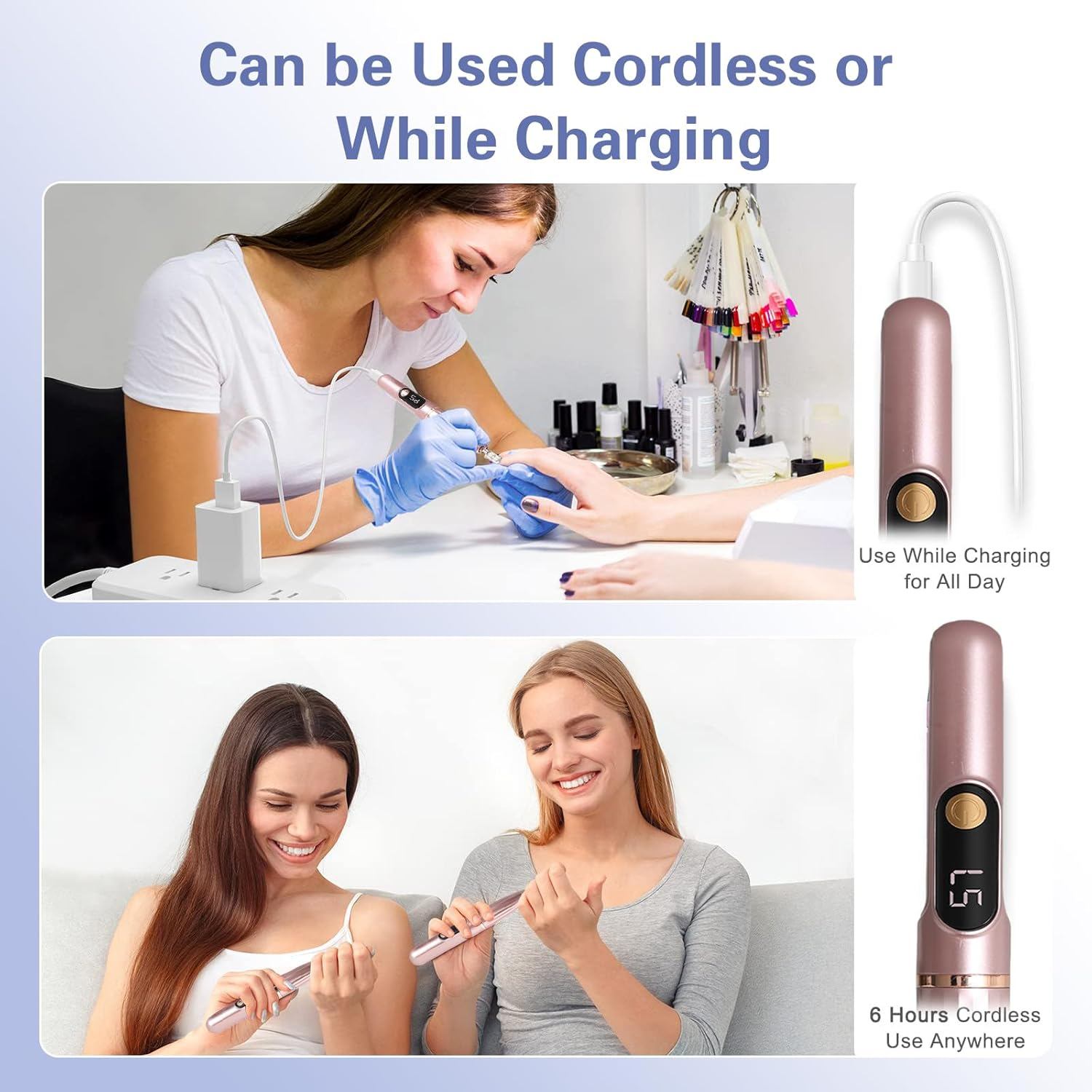 Cordless Nail Dril - Portable Electric Nail File with 11 Nail Bits, 32 Sanding Bands,Rechargable 15000RPM Nail Efile Drill Machine Kit,Manicure Pedicure Tool for Home Salon Use image number 1