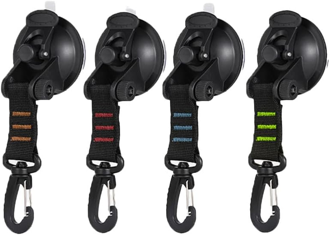 4PCS Heavy Duty Suction Cups with Hooks, Car Camping Tie down Tarp Accessory, Strong Power Viscous Silicone and Securing Hook, Universal for Car Awning, Boat, Camping (Black, Pack of One) image number 4