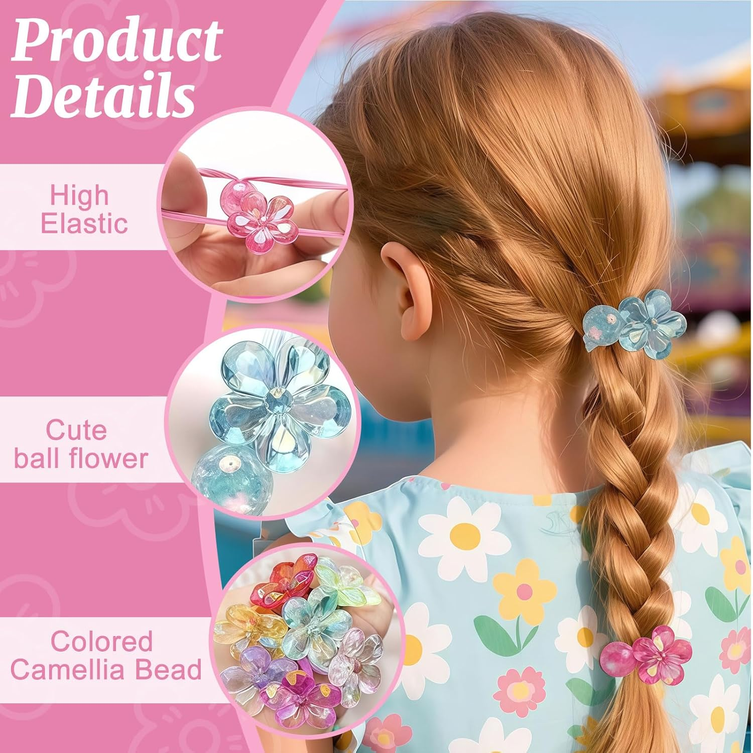 Xanthelle Girls Hair Bobbles Pack of 14 Colourful Hair Accessories Children'S Braid Elastics Baby Hair Scrunchies & Hair Band Girls Elastic Bubble Hair Ties with Beads and Balls