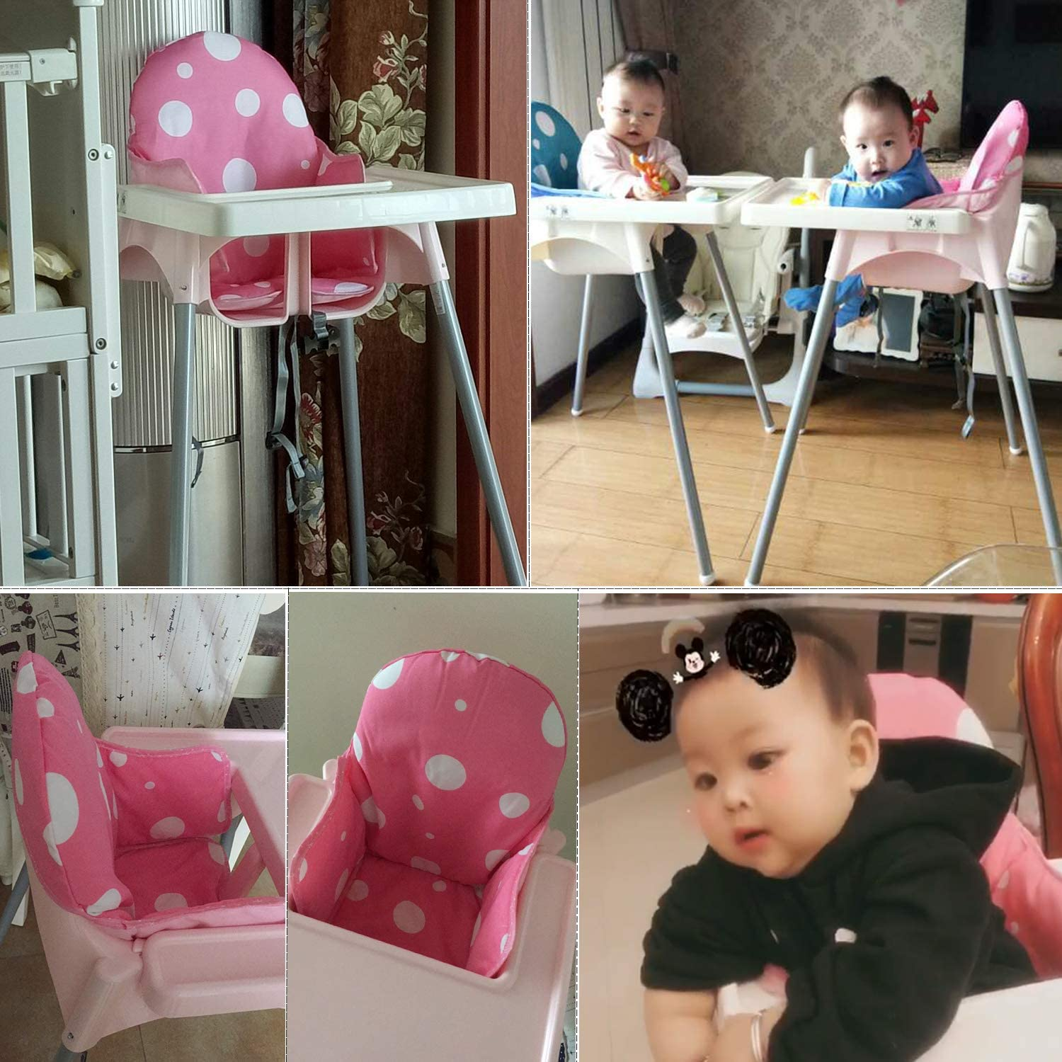 ZARPMA Highchair Cushion for IKEA Antilop Highchair, New Version Baby Highchair Seat Covers, More Thick, Washable Foldable, Child Chair Insert Mat Padding (Pink) image number 2