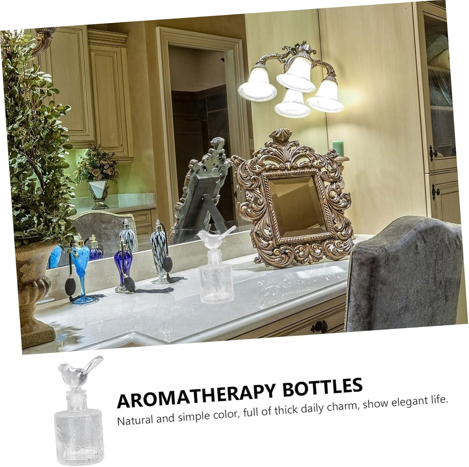 2Pcs Retro Crystal Perfume Atomizer Perfume Bottle for Aroma Diffuser Decorative Bottle Wide Mouth image number 5