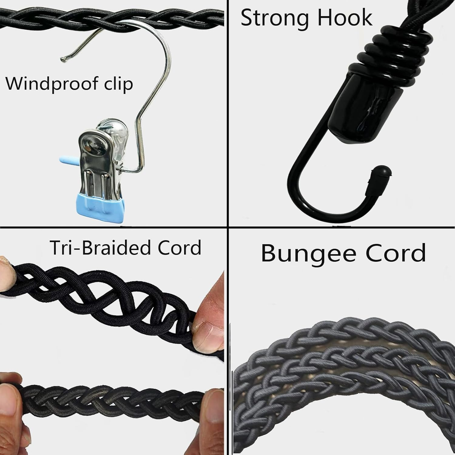 Retractable Portable Clothesline for Travel and Home, Tri-Braided Cord Clothes Line with 10 Windproof Clothes Clips, for Indoor Laundry Drying Line,Outdoor Camping Hanger Accessories image number 1