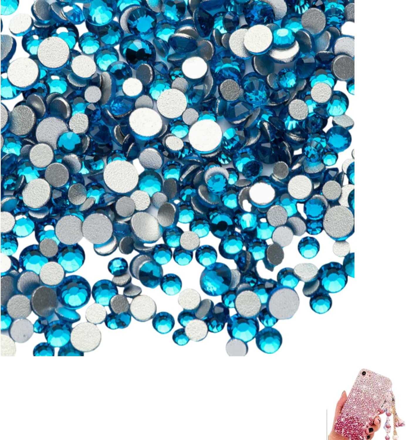 AUDWUD Flatback Crystal Rhinestone, round Glass Gems Stones for Clothing,For Nails, Tumblers, Mugs, Craft Decoration, Loose Bling Glitter Diamond Stone,Hats Shoes,Diy Nail Art,Makeup Decoration image number 2