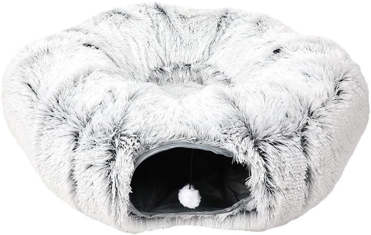 CEWROM Plush Cat Tunnel, Cat Bed for Indoor Cats, Cat Tunnel XXL Large Cats with Sleeping Area, Rustling Tunnel for Cats, Cat Tunnel XXL Ultra Soft round Doughnut Shape, Cat Toy Grey image number 5
