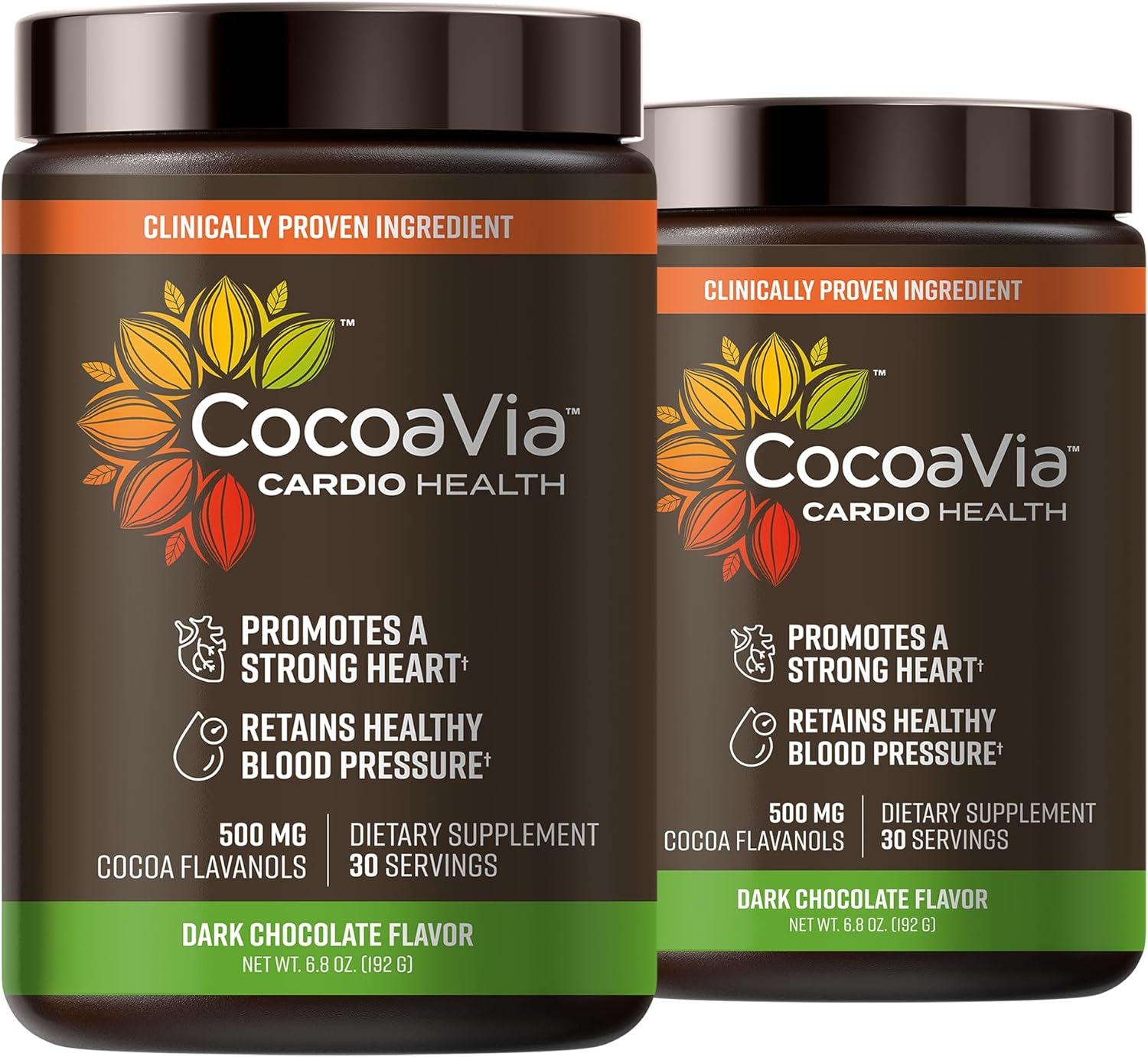 Cocoavia Cardio Health Cocoa Powder, 60 Servings, 500Mg Cocoa Flavanols, Support Heart Health, Boost Nitric Oxide, Improve Circulation, Energy, Preworkout, Vegan, Dark Chocolate Cacao image number 2