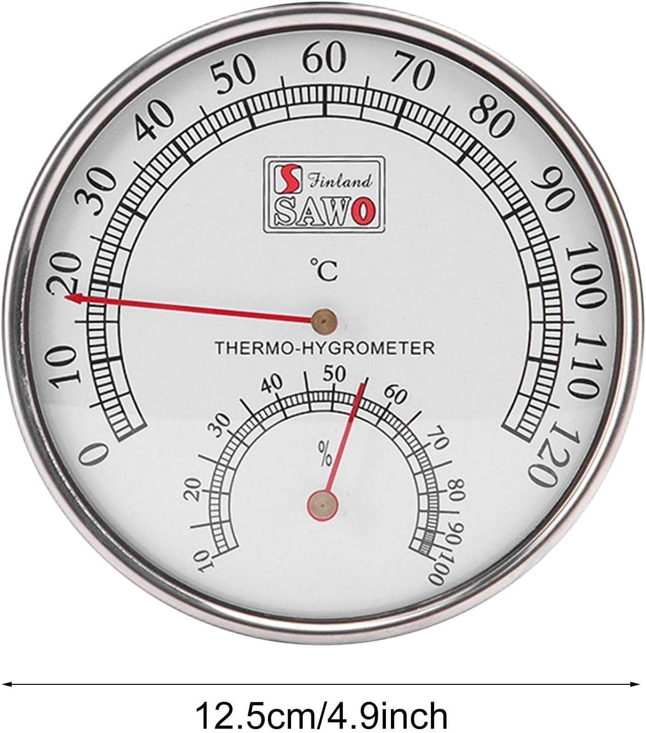 Sauna Thermometer Celsius,2-In-1 Sauna Temperature Humidity Tester - Heat-Resistant Stainless Steel Accessories for Sauna Room,