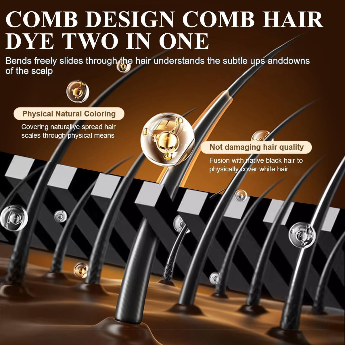 Hair Color Stick Comb Hair Dye Pen Instant Portable Hair Dye Comb Root Hair Mascara for Gray Hair Coverage, 2 in 1 Temporary Hair Touch up Dye for Women & Men Blonde Roots Quick Fix (Dark Brown) - Black image number 6