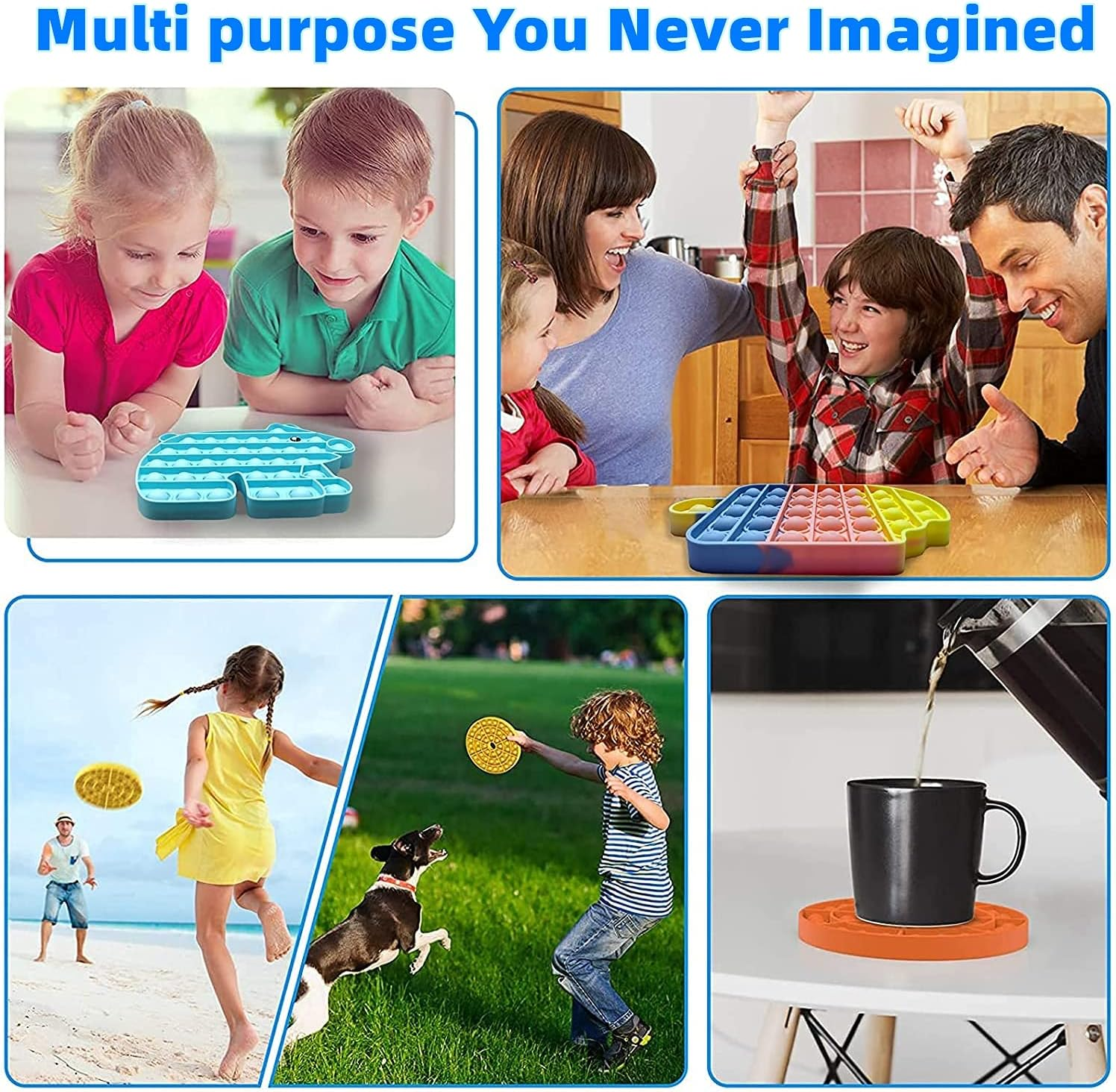 Cute Animal Dog Push Pop up Its Bubble Sensory Fidget Toys, Autism Special Needs Stress Relief Silicone Pressure Relieving Toys for Kids Children Adults (Rainbow Dog) image number 6