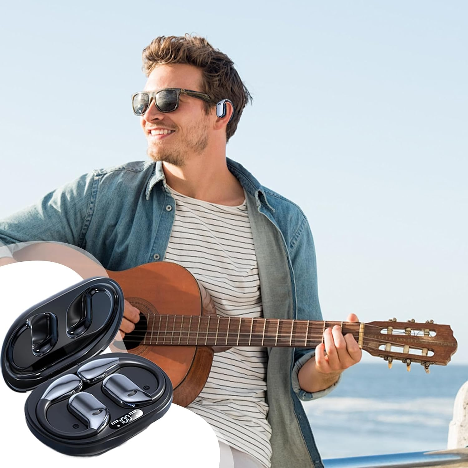 Q39 Ai Translation Clip-On Bluetooth Earphones, Q39 AI Earbuds Translate, Supporting Language Translation for over 134 Countries, Built-In Music & Call, for Travel Business (Beige) image number 6