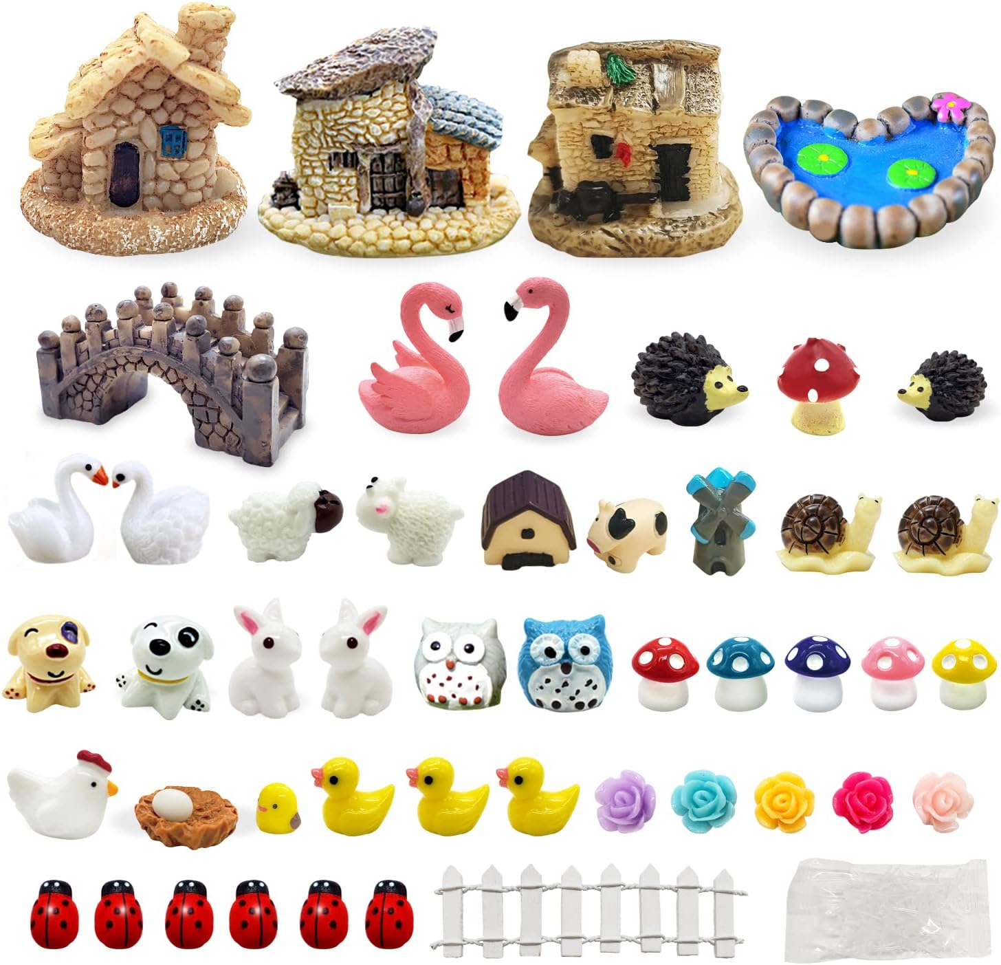 Dracarys Fairy Garden Accessories 50 Pieces, Miniatures for Fairy Garden Fairy Garden Kit, Fairy Garden Animals, Miniature Figurines, Micro Landscape Ornaments Kit, Garden DIY Kit, Environmental Resin