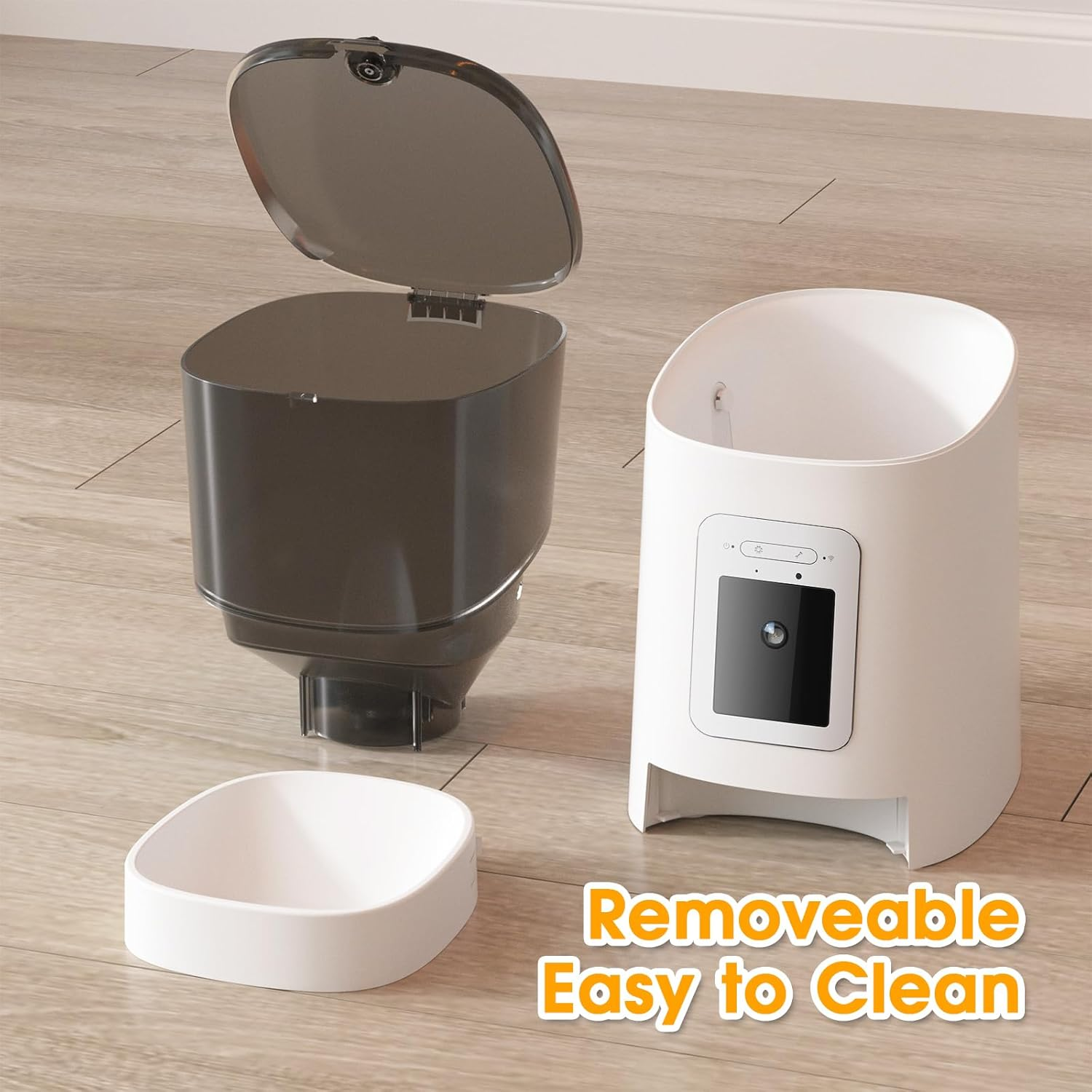 ADVWIN Pet Feeder,1080P HD Wifi 6L Automatic Cat Feeder 110&deg;Angle Adjustable with Night Vision Camera, Smart Timed Pet Feeder for Dogs and Cats（White） image number 2