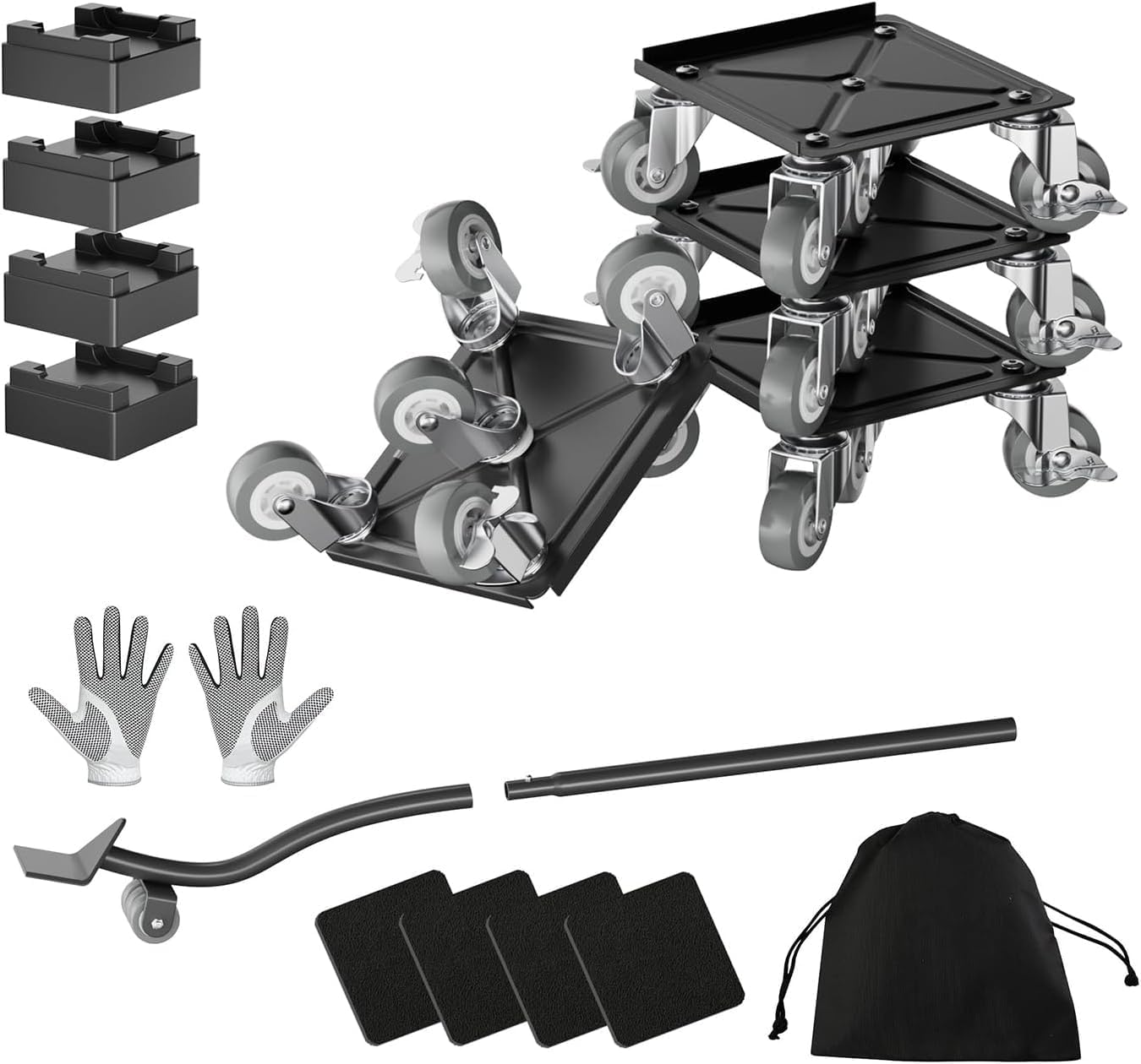Furniture Dolly,Furniture Mover Pro Set,Furniture Lifter with 5 360&deg; Rotatable Rubber Universal Wheels，Carbon Steel Panel Furniture Movers，Maximum Load 2000LBS. image number 1