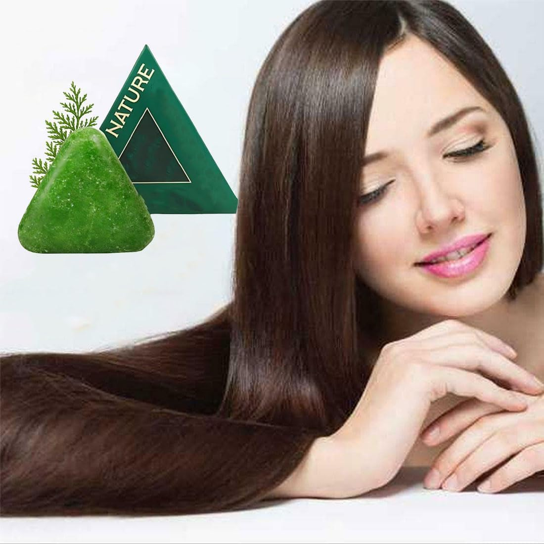 Nature Triangle Shampoo Bar, Nature Sevengreen Soap Shampoo, Plant-Based Solid Shampoos Bar, Calming & Strengthens Hairs, Gentle Cleansing & Nourishing Care for All Hair Types (1PCS) - 1Pcs image number 5