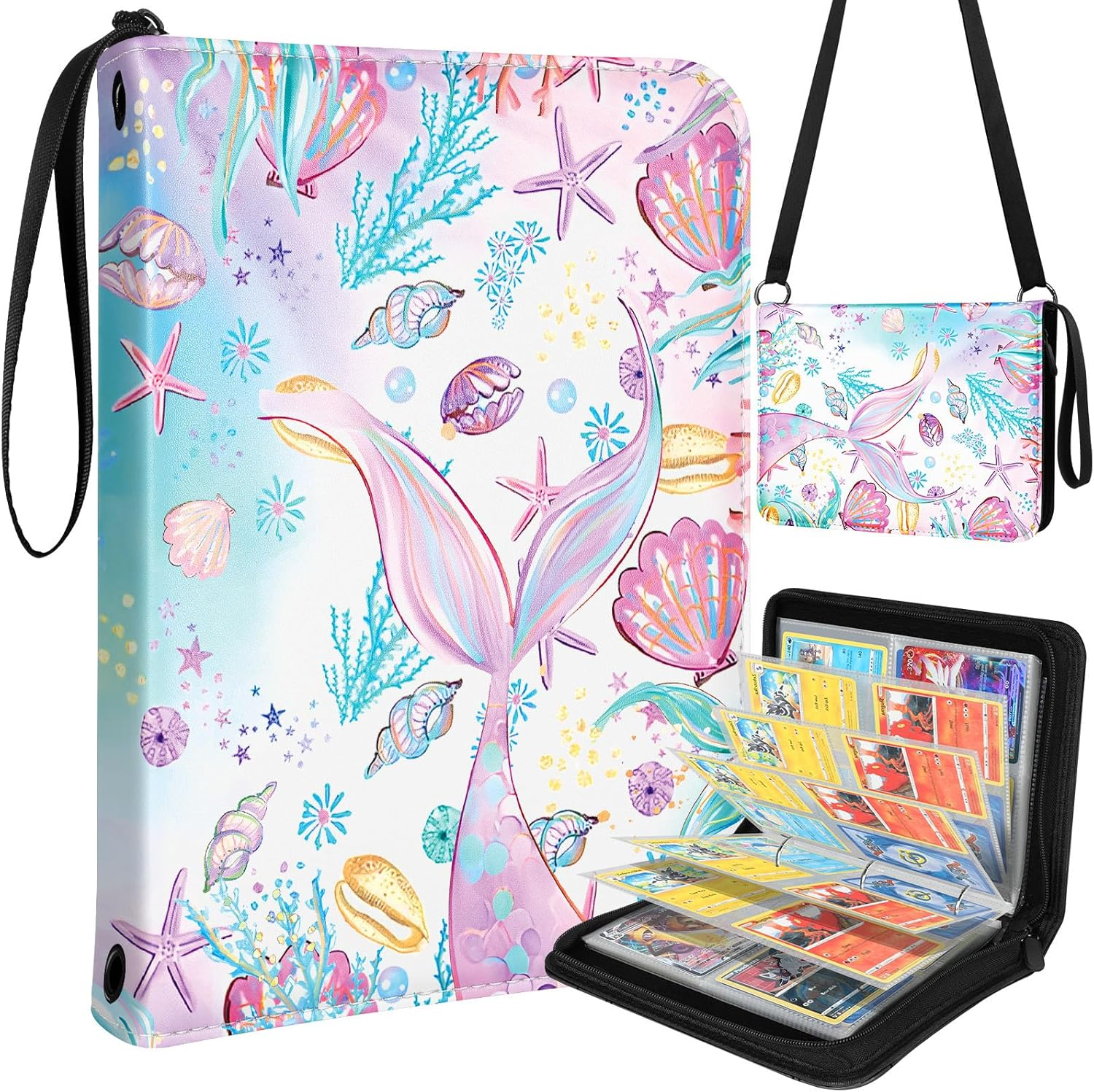 Lotadilo for 4 Pocket Card Binder with 440 Pockets - Trading Card Collection Album Folder for Men Boys Teens Anime Design for Sports Cards Game Cards with Zipper Hand Carrying Rope image number 6