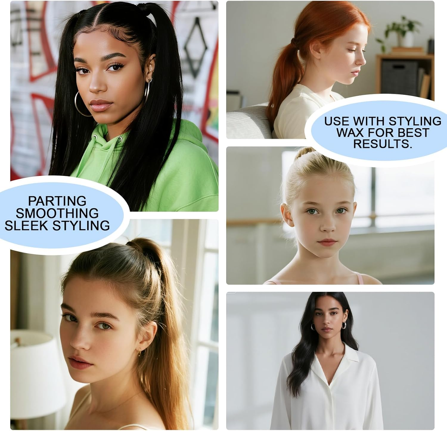 Pack of 2 Sleek Brush, Boar Bristle Brush, Soft Natural Bristles, Sleek Bun Hair Brush, Sleeks Braid Boar Bristle Brush, Bristle Beard Comb for Hairdresser Men Women Baby Child, for Hair and Beard