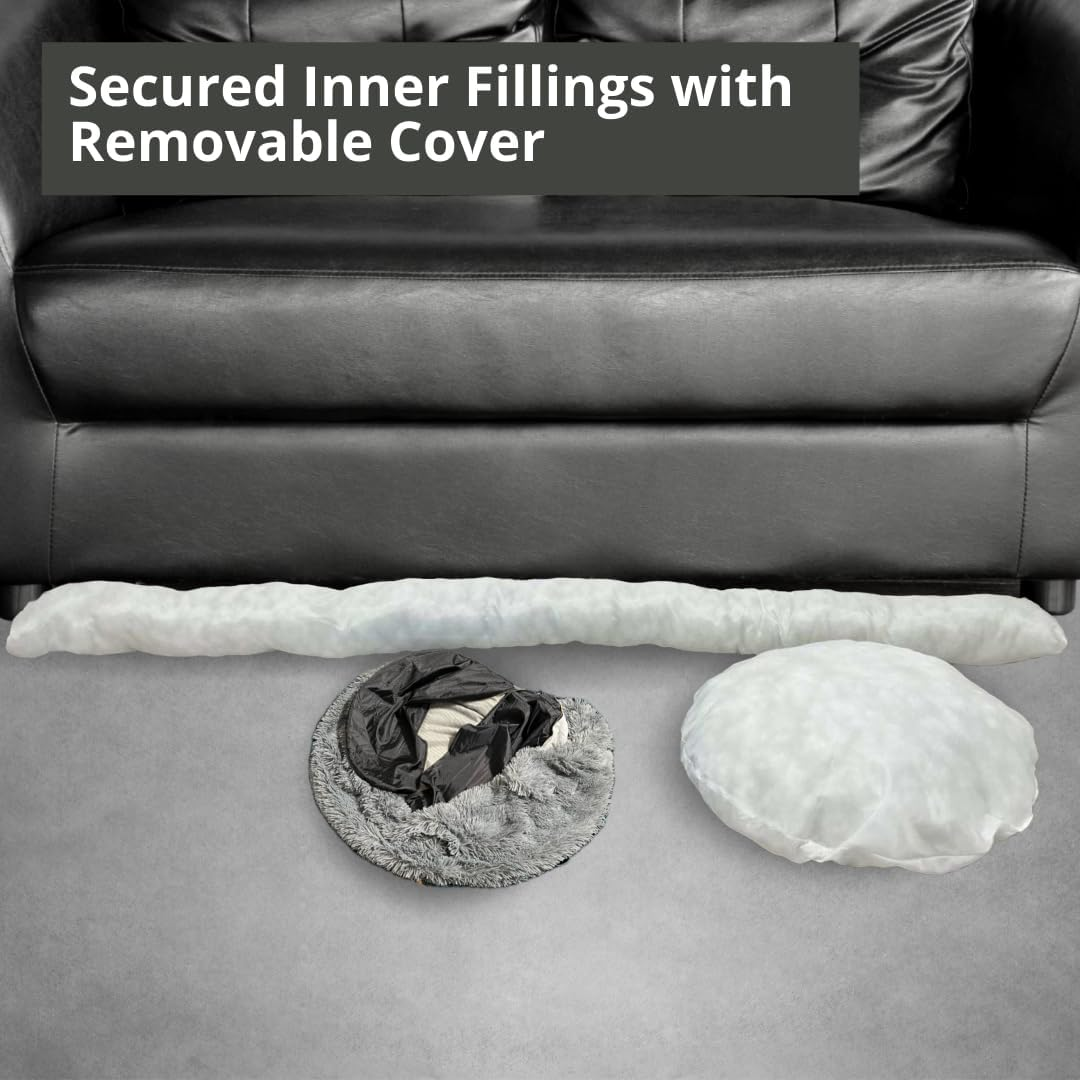 Calming Dog Bed and Cat Bed, Donut Dog Bed Large, Recycled (GRS) Material, Extra Long Plush, Fuller Bolster and Cushion, Anti-Slip Bottom, Machine Washable Dog Bed [Large/Gy] image number 5