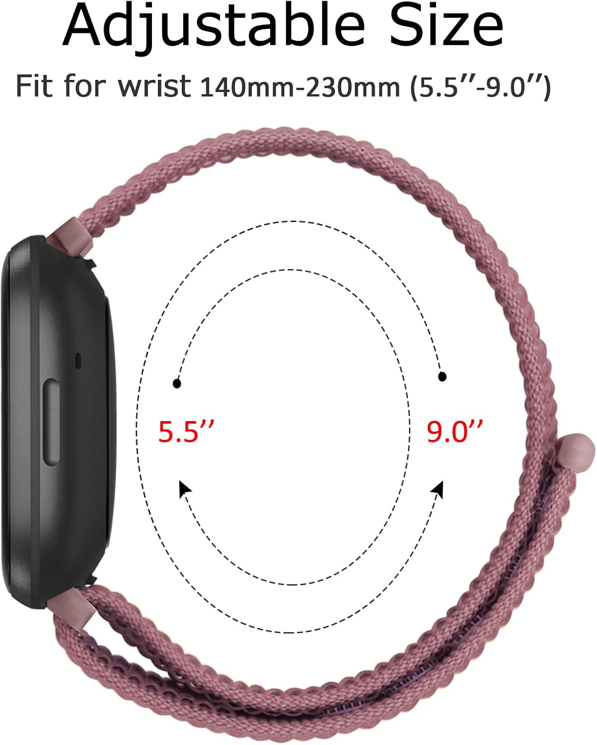 Nylon Bands for Fitbit Versa 4 Bands&Fitbit Versa 3 Bands, Fitbit Sense 2 Bands&Fitbit Sense Bands Women/Men, Soft Adjustable Breathable Solo Loop Braided Replacement Straps image number 6