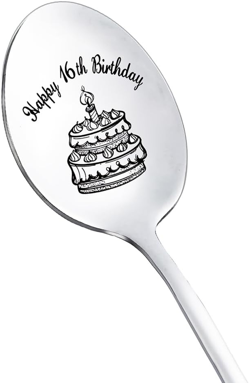 Happy 10Th 13Th 16Th 18Th Birthday Gifts for Girls Boys Birthday Party Spoons for 10 13 16 18 Year Old Girl Boy Birthday Cake Spoon for 21St Birthday Male Female Coffee Spoons