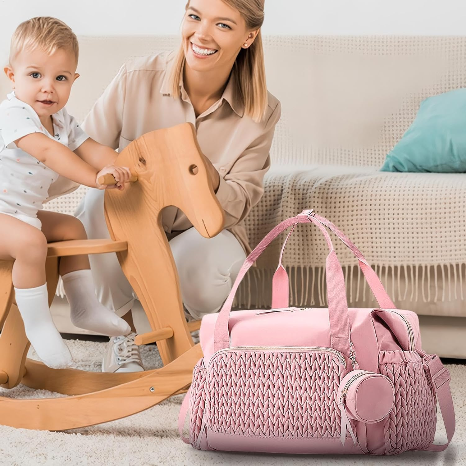 Small Diaper Bag - Diaper Backpack, Large Capacity Diaper Bag Tote with Pacifier Case, Reusable Travel Accessories, Hospital Bag for Women Labor Delivery & for Home, Travel image number 1