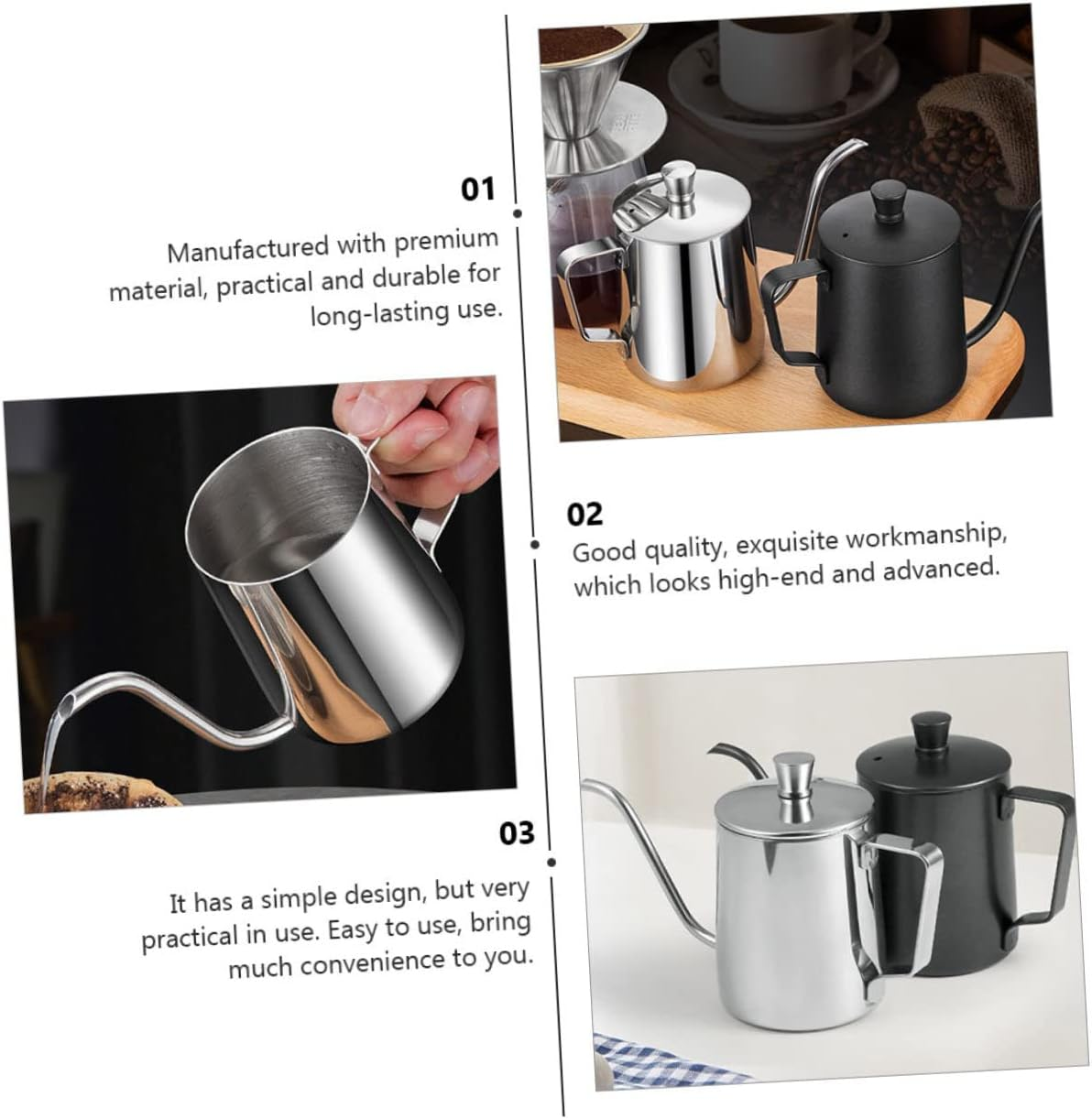 SHINEOFI Stainless Steel Coffee Pot Mini Handle Teakettle Practical Kettle for Home Use for Making Espresso Mini Coffee Pot for Daily Use