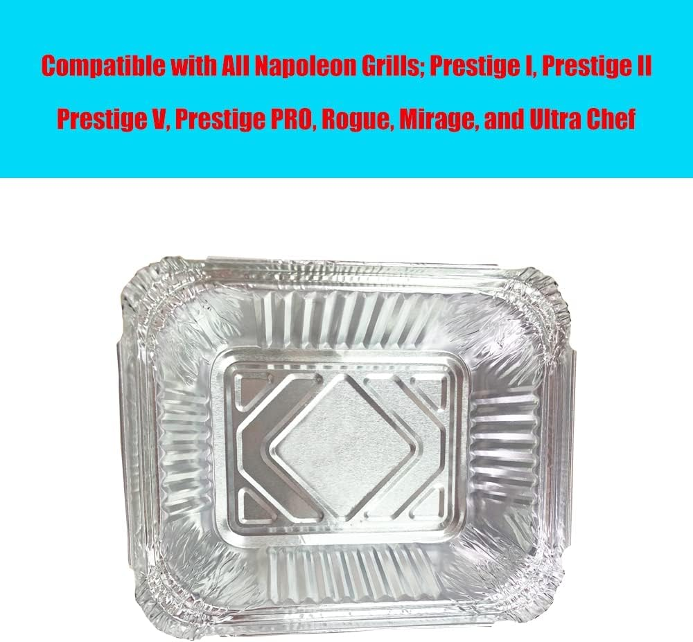 DONSIQIZZ 30 Pack Drip Pans Compatible with Napoleon BBQ Grills 62007 Grease Tray Disposable, for Napoleon Rogue Series Grill, Aluminum Foil Replacement