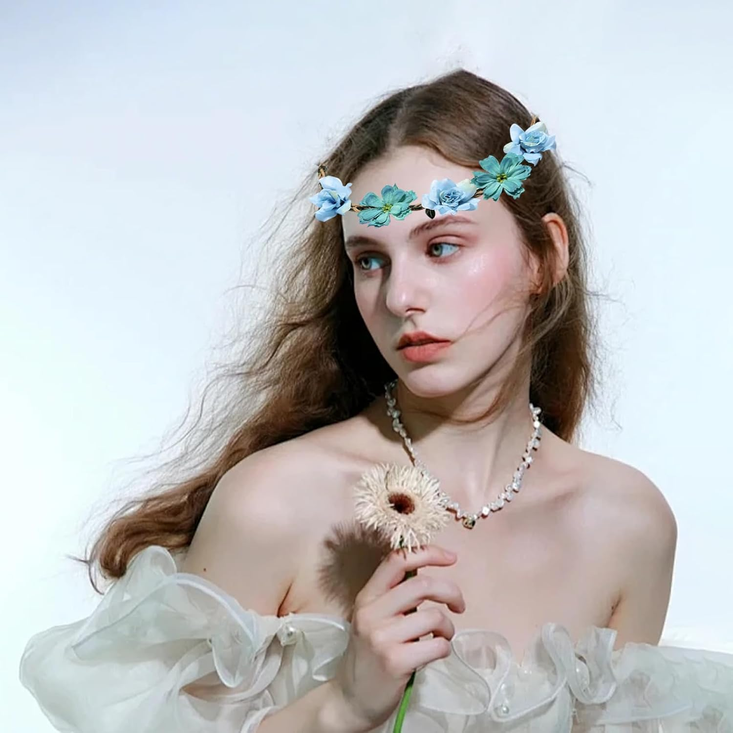 KASESSS 6 Pieces Flower Crown, Flower Headband, Multicolour Flower Hair Band, Floral Headband for Women Girls, Flower Crown Headband, Flower Wreath Hairband Festival Hair Accessories for Wedding Party image number 3