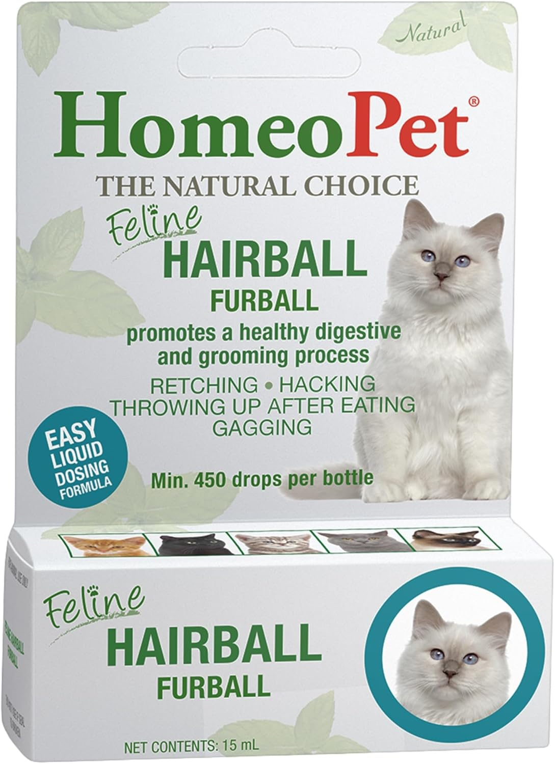 Homeopet Feline Furball Hairball Drops 15Ml | Natural Hairball Support for Cats & Kittens | Helps Ease Hacking, Retching & Digestive Discomfort | Homeopathic Liquid Drops | All Ages & Breeds image number 1