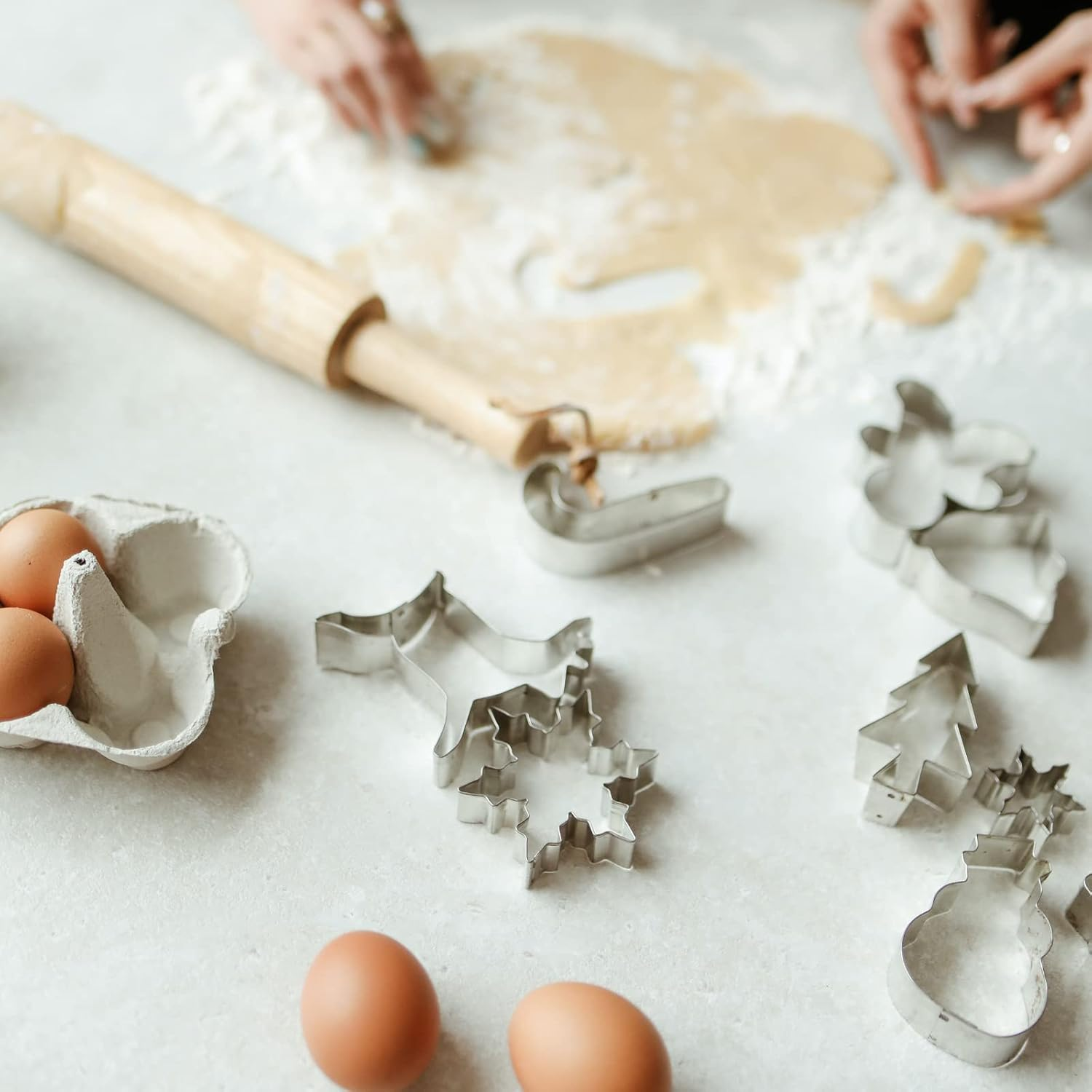 Christmas Cookie Cutters, Santa Claus, Snowflake, Christmas Tree, Snowman, Reindeer, Gingerbread Man, Stainless Steel Cookie Cutters for Baking Cookies Fondant Set of 8 image number 5