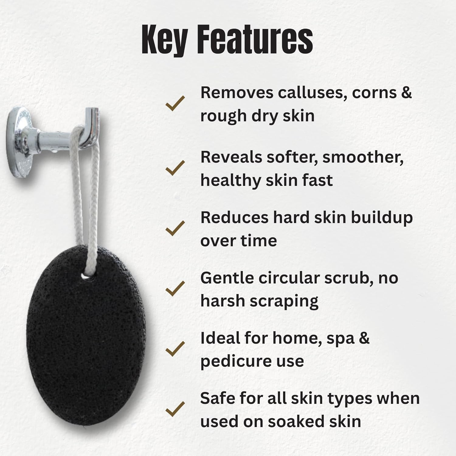 Pumice Stone for Feet - Black Natural Lava Stone Callus Remover, Foot Exfoliation, Hand Scrub, Pedicure Tool and Dry Skin Remover - Promotes Healthy Foot Care image number 3