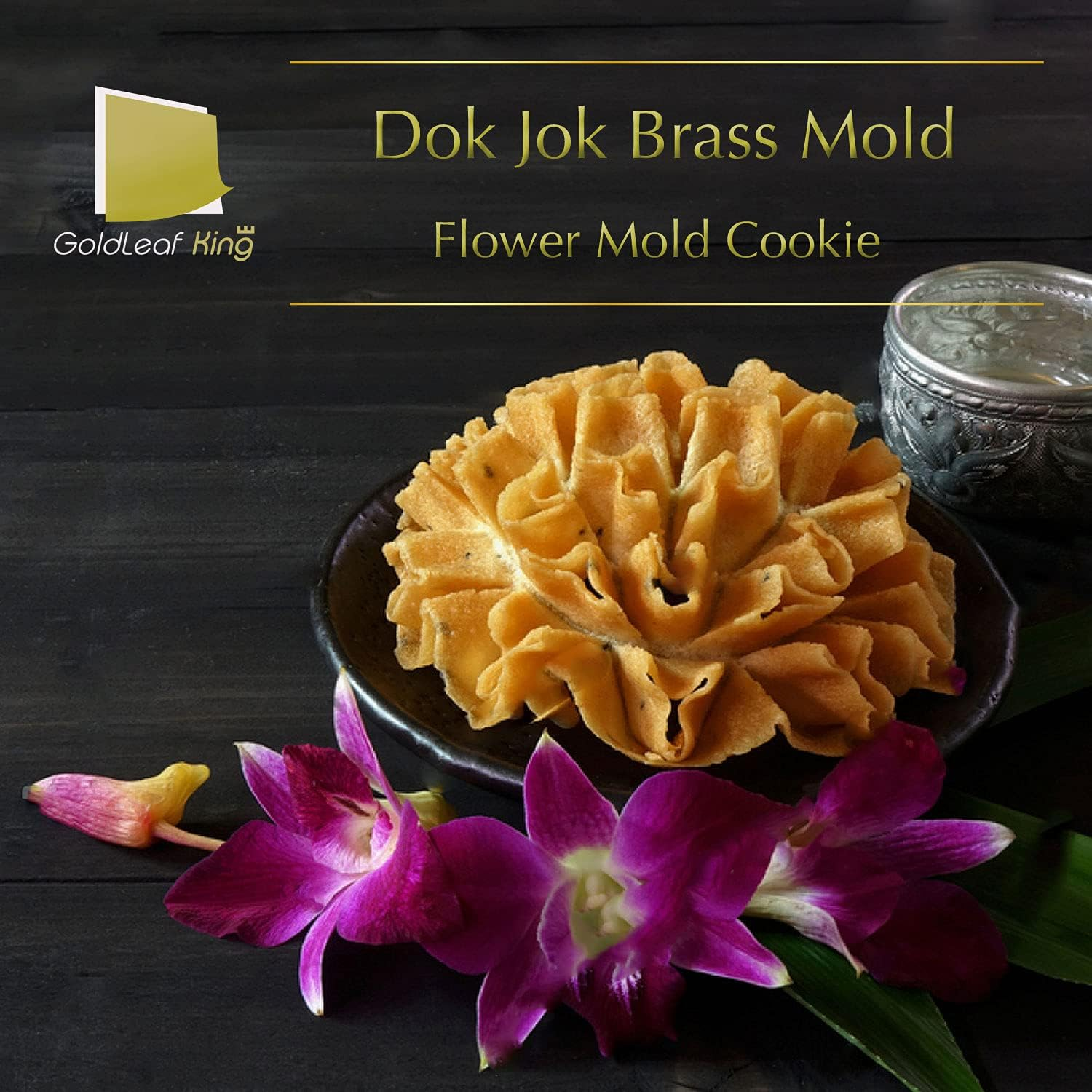 Goldleafking | Dok JOK Brass Mold - Size S Small - Thai Sunflower Cookies Molds 2.5 Inches image number 4