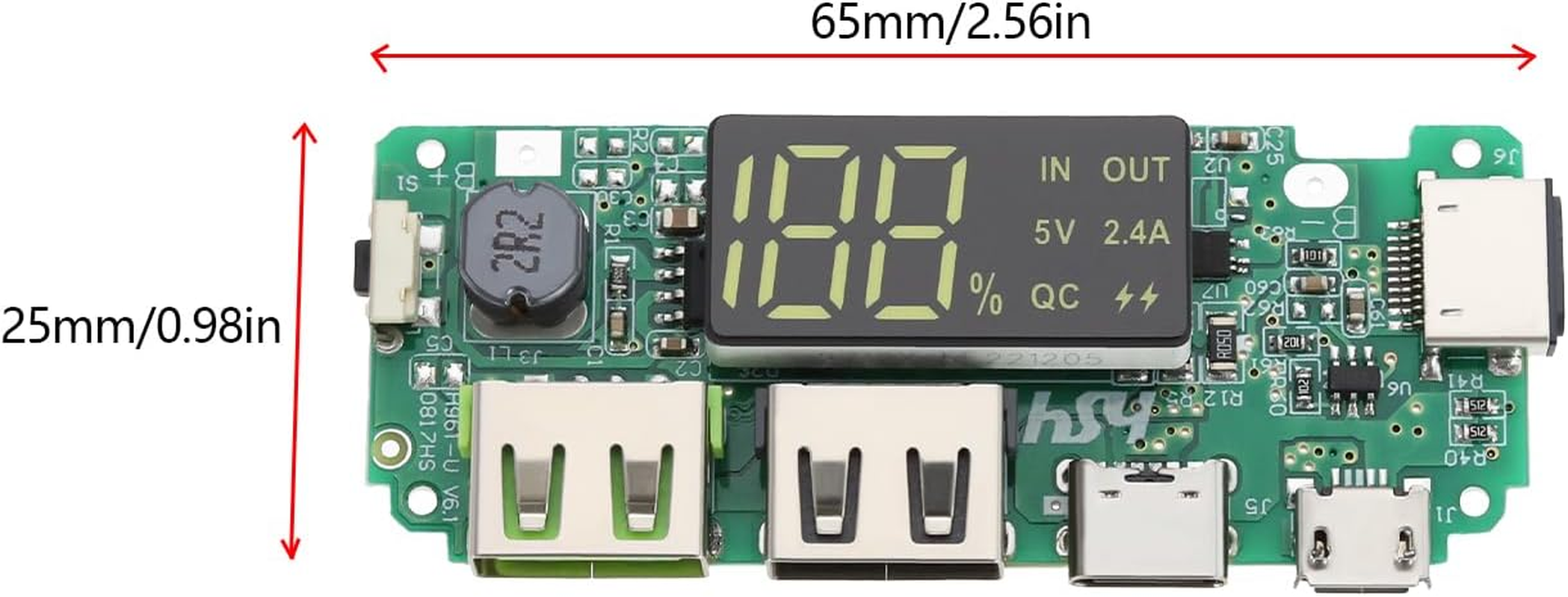 2Pcs 18650 Lithium Battery Charger 5V 2.4A Dual USB Circuit Board Digital LCD Display Module with Overcharge Overdischarge Short Circuit Protection