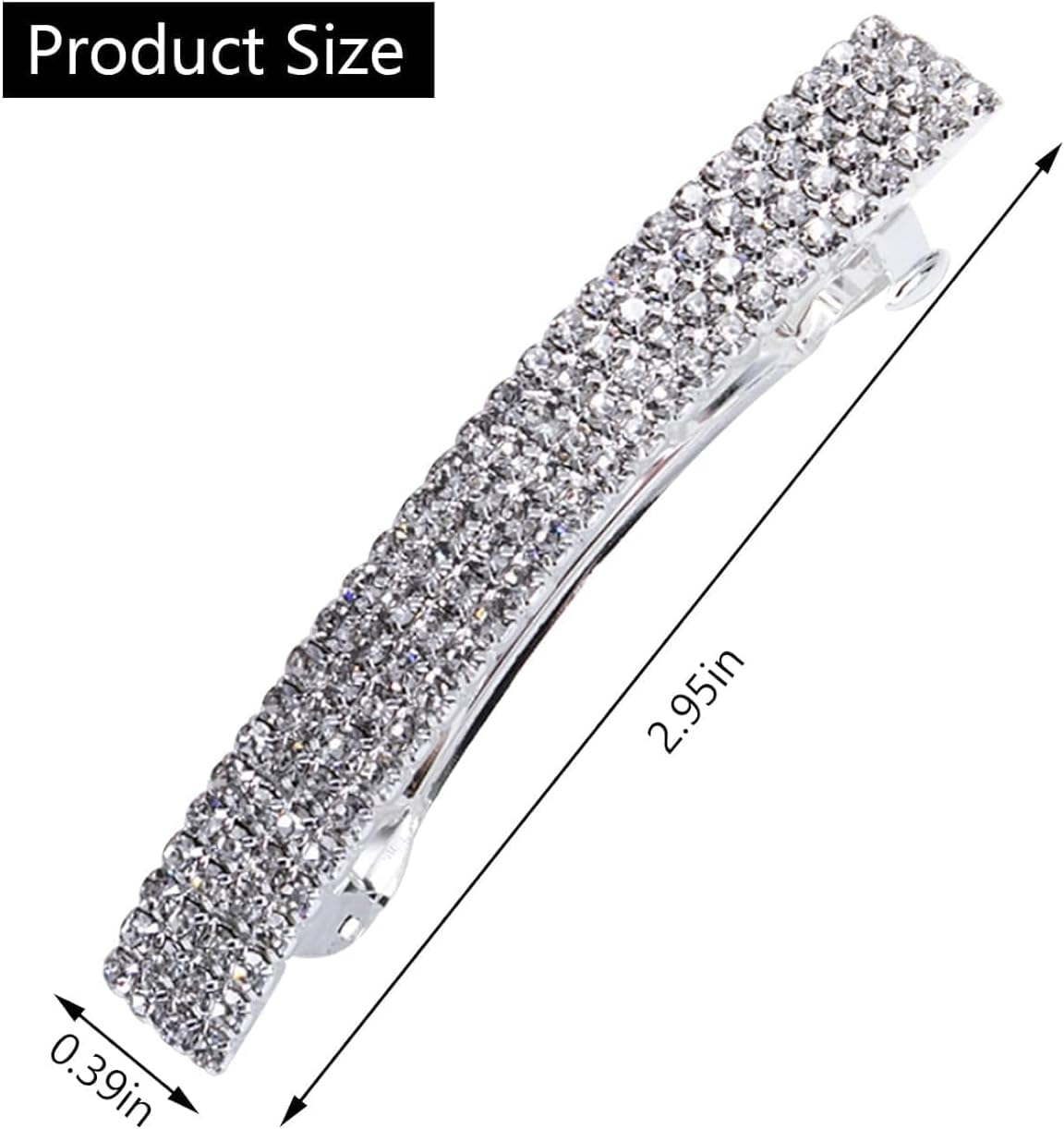 2 Pcs Rhinestone French Bridal Hair Clips Gorgeous Sparkle Rhinestone Hair Clips Ponytail Holder Side Clips Clips and Hair Clips image number 3