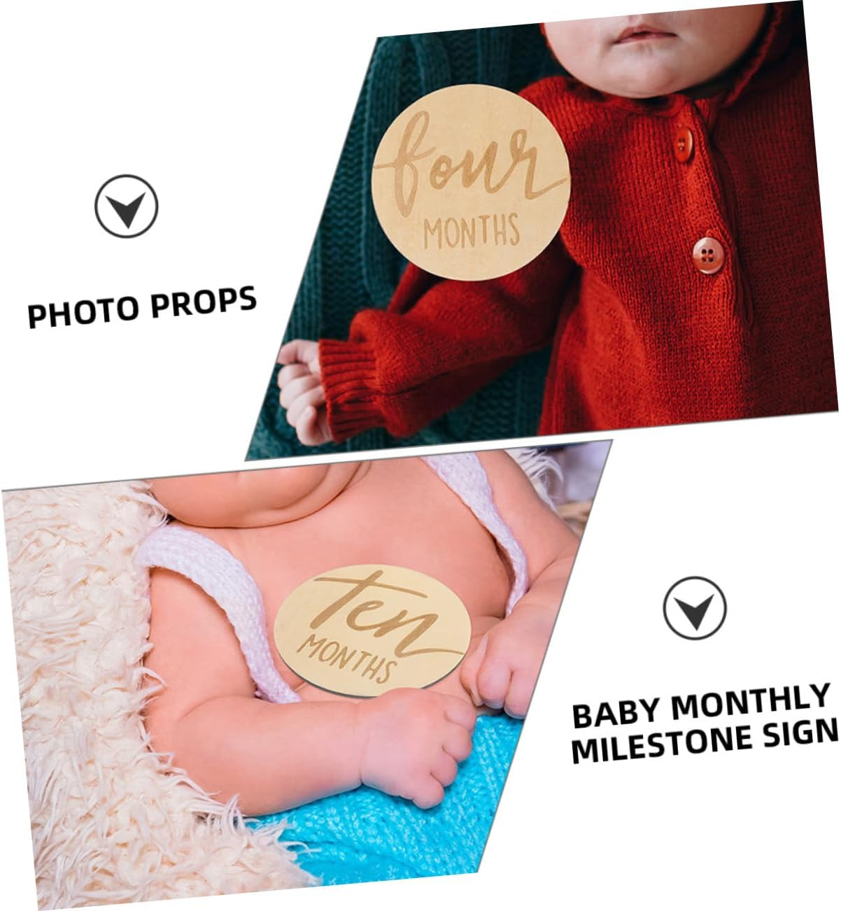 12Pcs Wooden Monthly Milestone Cards for Growth Milestone Signs Keepsake for Newborn Photoshoot image number 3