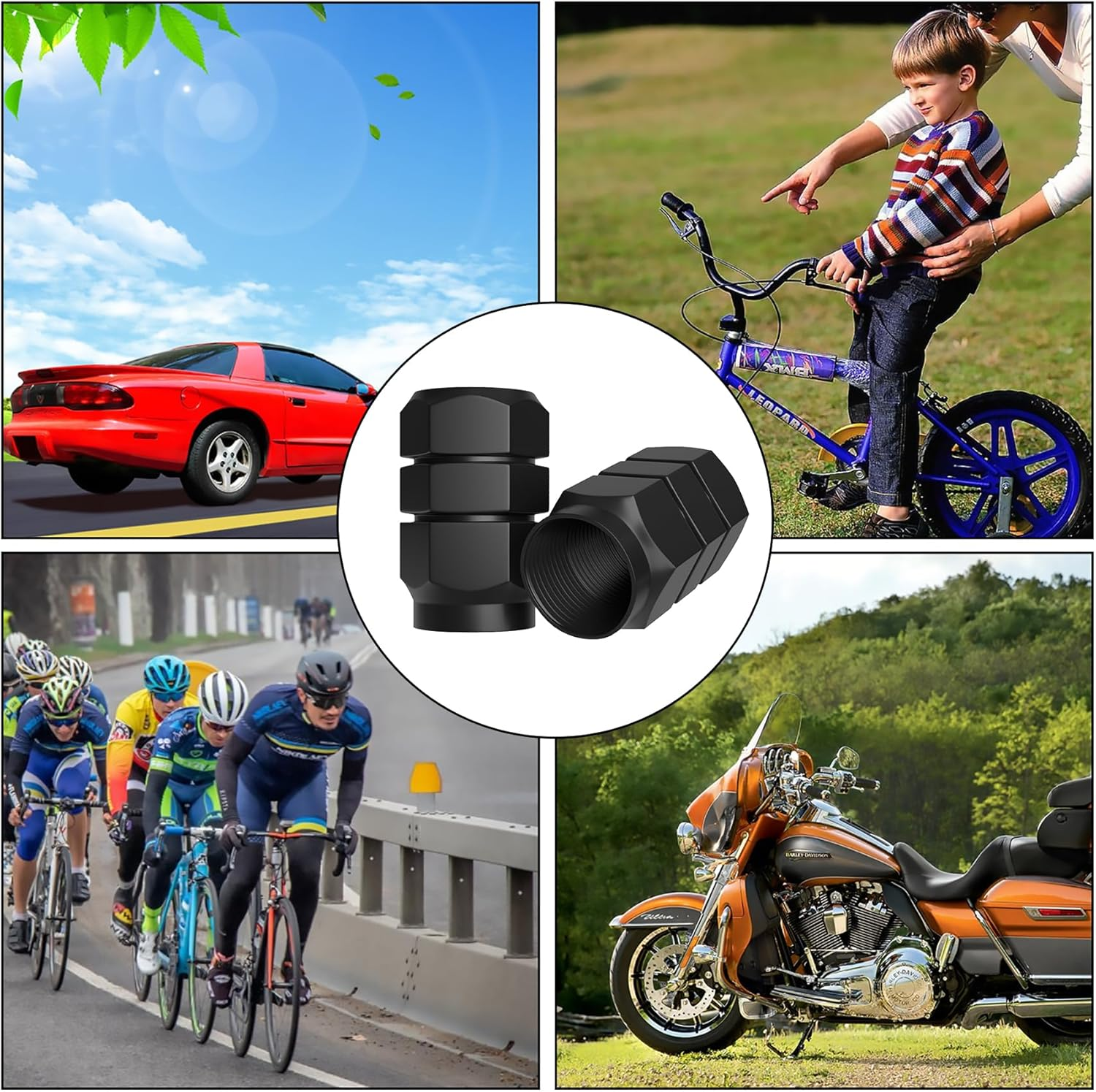 BOROLA Air Valve Caps for Tires, Aluminum Anodized, Corrosion-Resistant, for Cars and Motorcycles, Set of 5 (Red) image number 1