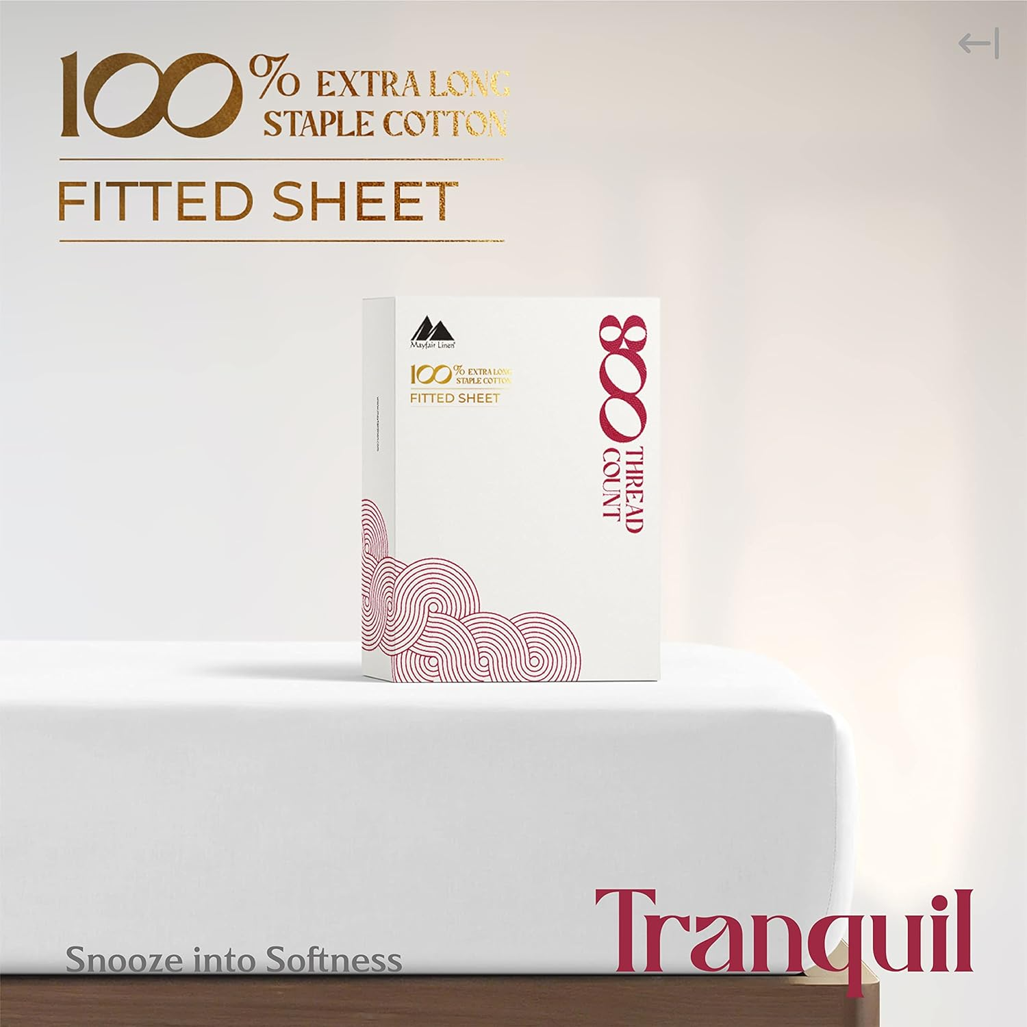 100% Egyptian Cotton Sateen Weave 800 Thread Count Queen Fitted Sheet with Elastic All around - Fits Mattress Upto 18'' by Mayfair Linen White image number 3