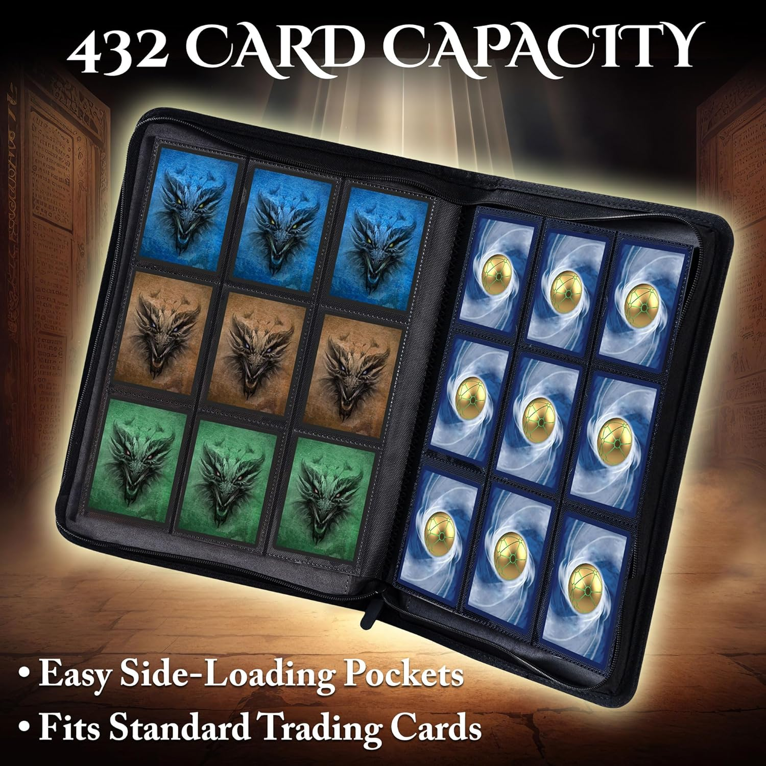 Star Mage Trading Card Binder - 9 Pocket Ringless TCG Binder - Premium Faux-Leather - 432 Side-Loading Pockets - Perfect Storage Holder for MTG, and Many TCG & Trading Card Collections (Blue Jewel) image number 1