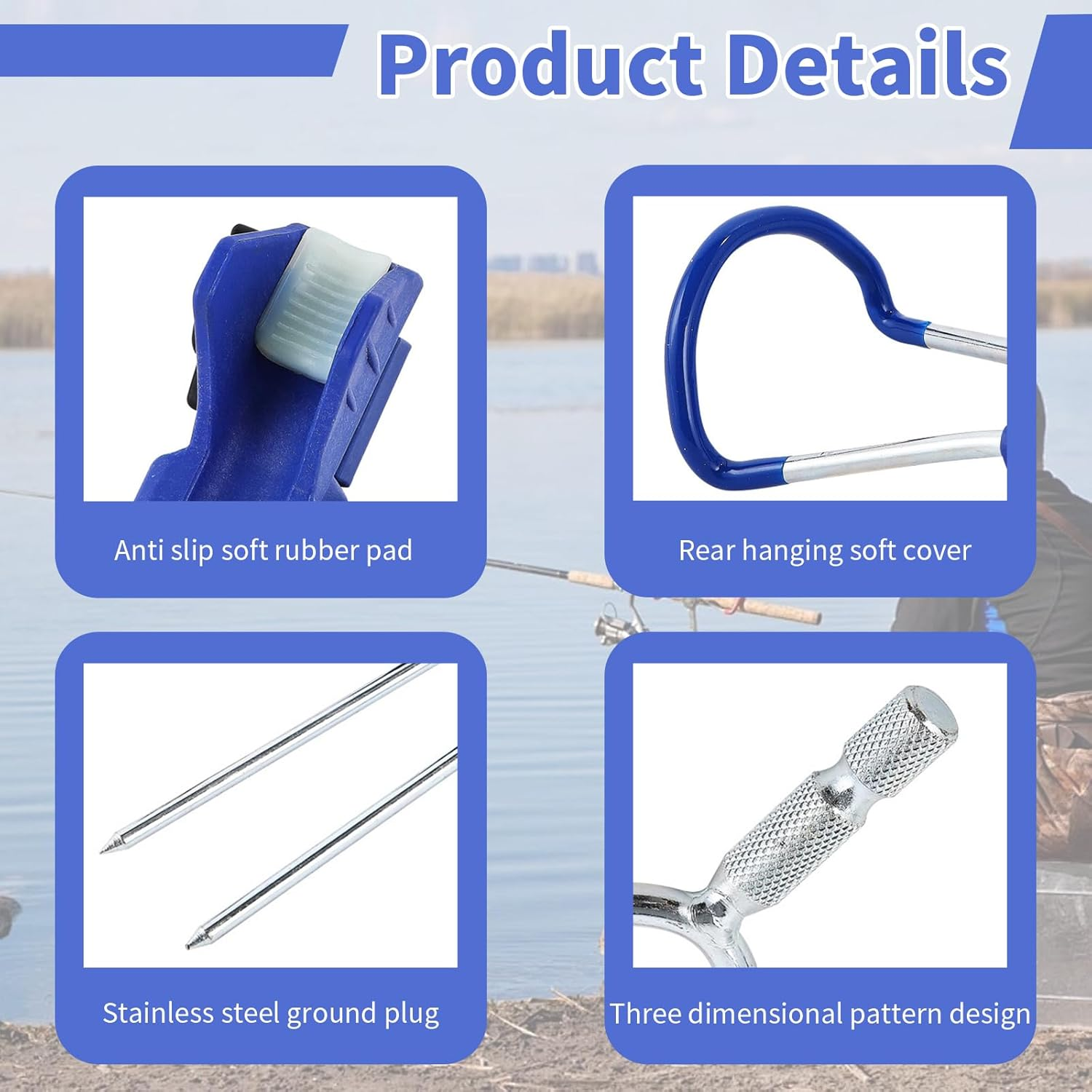 2 Pcs Fishing Rod Holders for Bank Fishing, 360 Degree Adjustable Lake Bank Fishing Rod Pole Holders, Free Positioning Fishing Pole Bracket, Fishing Pole Holders for Ground, Beach, Bank