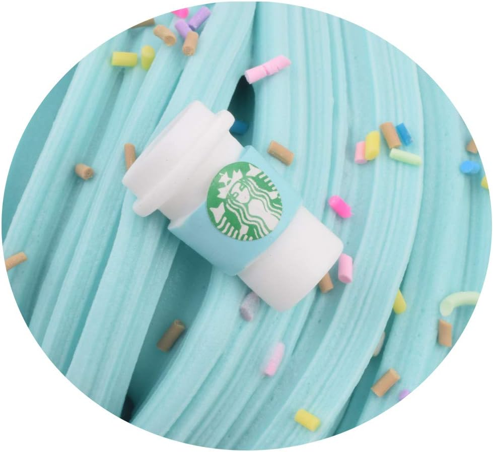 Latte Slime (Scented) with Charm, Butter Slime Strechy Non-Sticky and Glossy Slime, Stress Relief Toy for Girls and Boys (Blue) - Mint image number 7