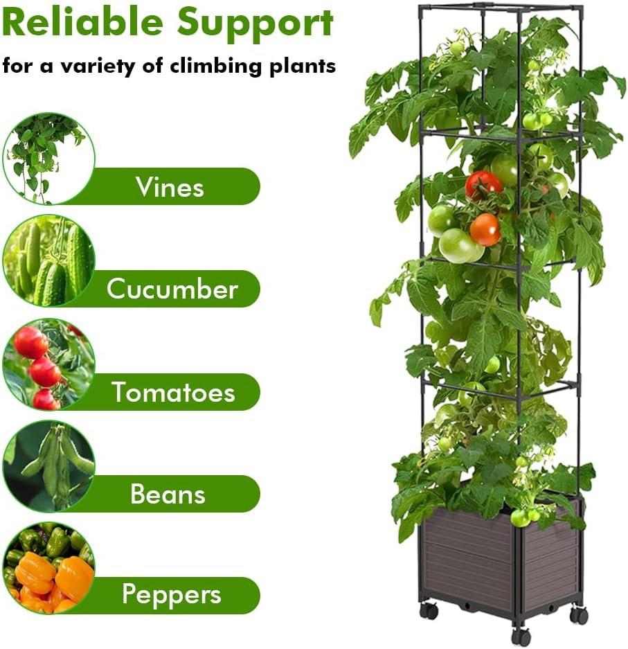 1 Pack Raised Garden Bed Planter Boxes with Trellis for Climbing Vegetables Plants 40X30X160Cm Sturdy Versatile Easy to Assemble Perfect for Patio Balcony or Garden image number 4