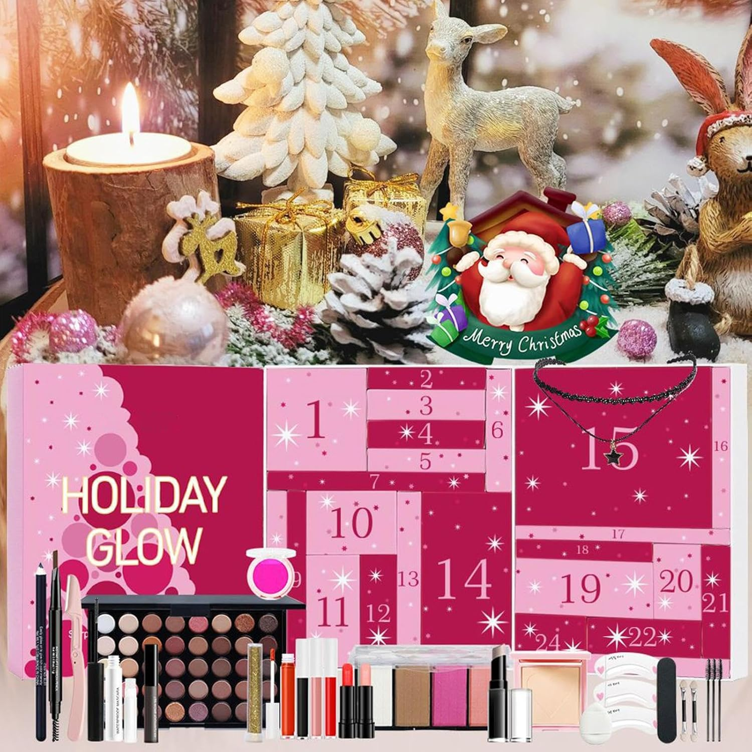 Beauty Advent Calendars 2025, Christmas Skincare Makeup Advent Calendars, Christmas Countdown Calendar, Lipstick Eye Shadow Cosmetics Set, Gift1 for Women Girls image number 3