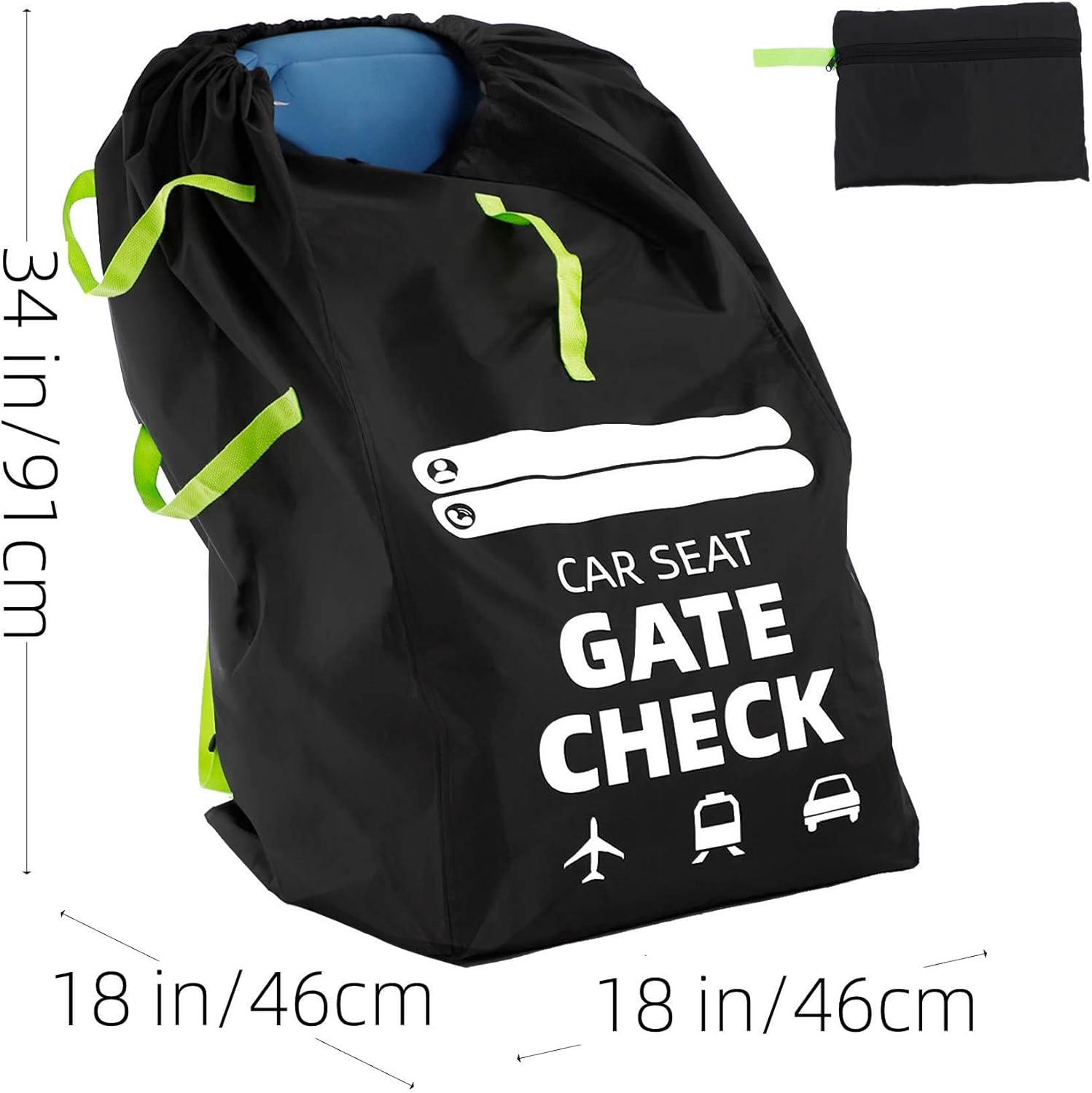 Car Seat Bags for Air Travel- Large Tear Resistant Gate Check Bag for Airplane, Large Pushchair Cover with Shoulder Strap,Durable Travel Cover Bag image number 2