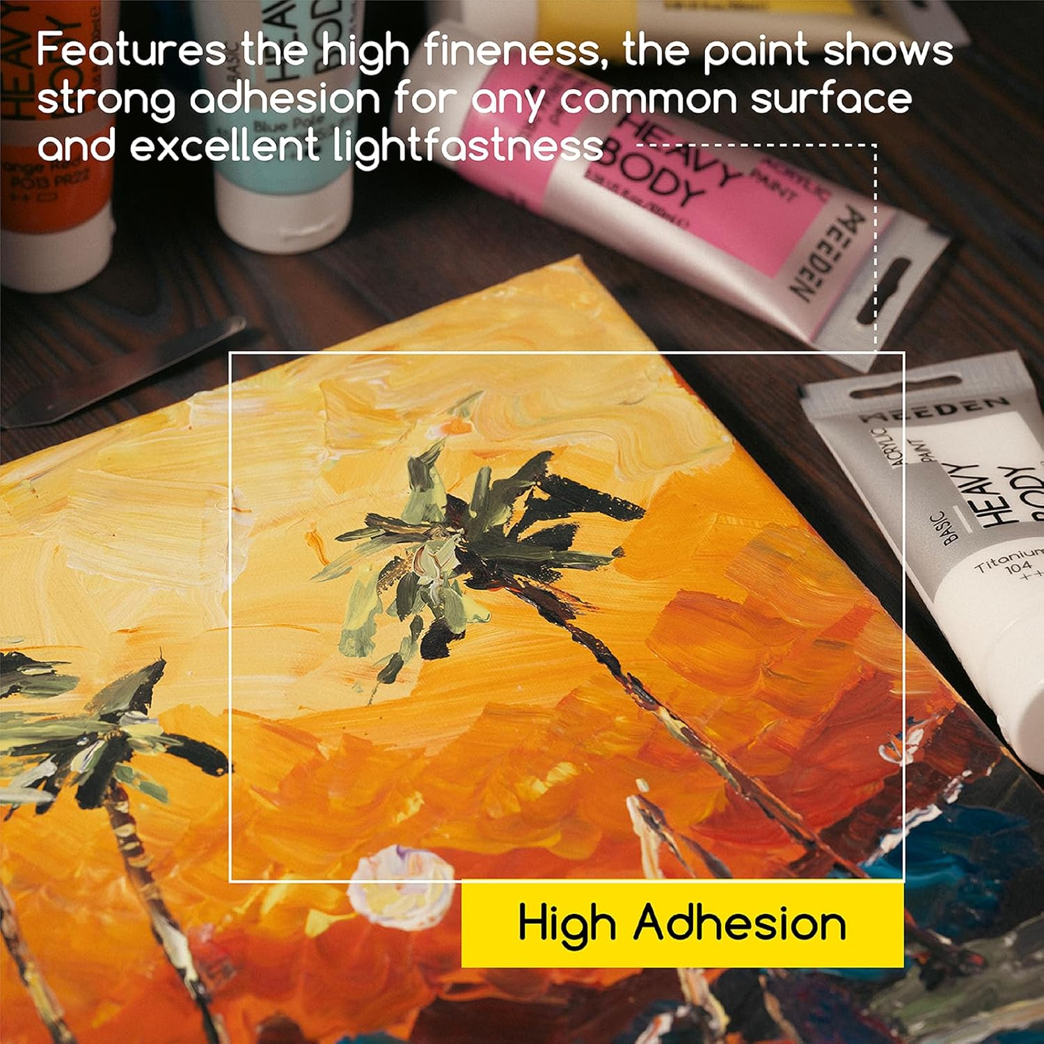 MEEDEN Heavy Body Acrylic Paint - Basic 24 X 60Ml (2 Oz) Color Paint Set for Adults - Rich Pigment Art Craft Paints for Canvas Rock Wood - 12 Colors image number 5