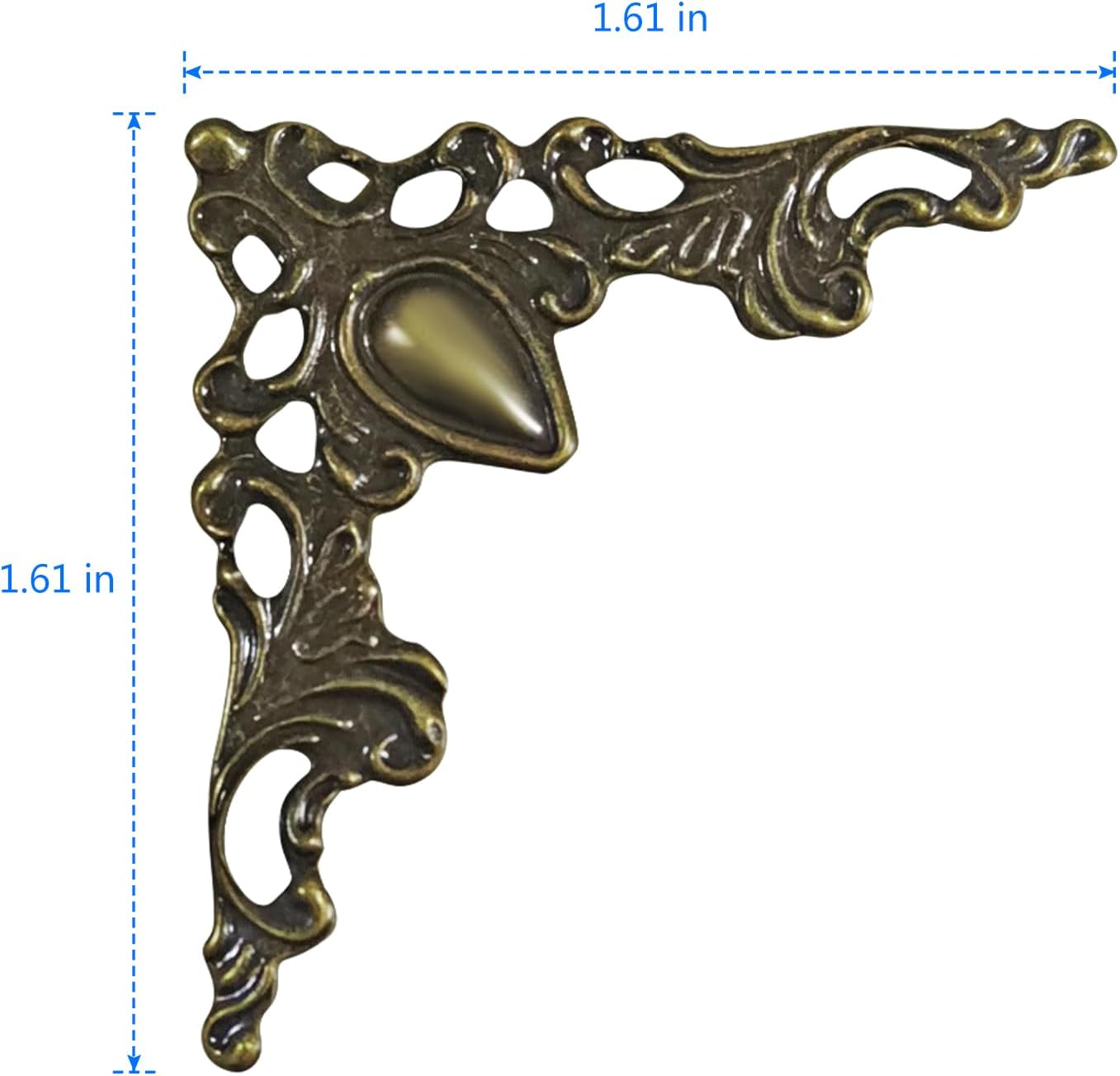 48 Solid Pure Copper Box Corner Protectors, Retro Table Edge Cover, Cabinet Furniture Decoration Edge Safety, Desktop Jewelry Box Corner Protectors (Bronze) - Gold image number 5