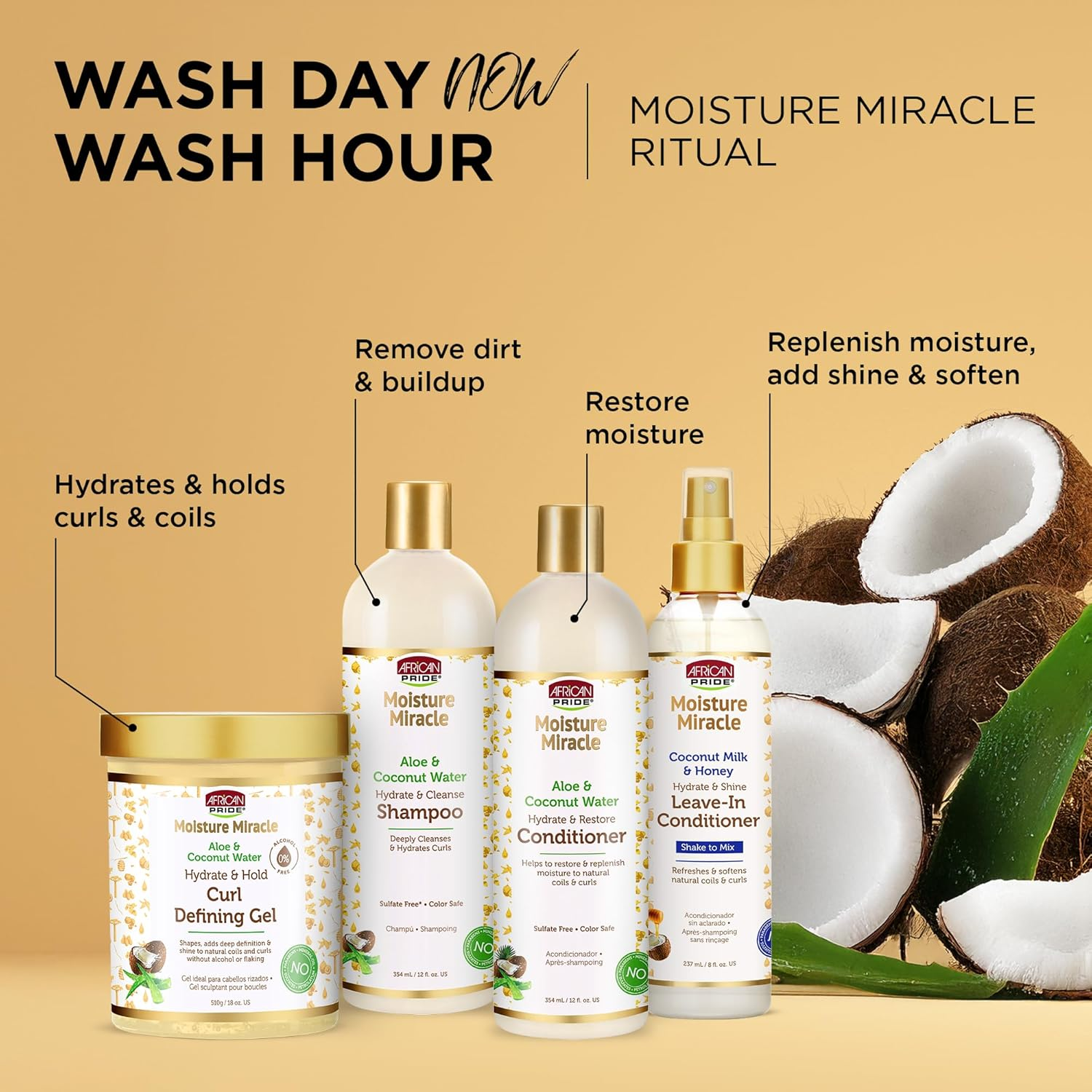 African Pride Moisture Miracle Hydrate & Hold Curl Defining Gel for Curly & Coily Hair, Controls Frizz, Hydrates, Defines Coils & Curls, No Flakes, 18Oz image number 5